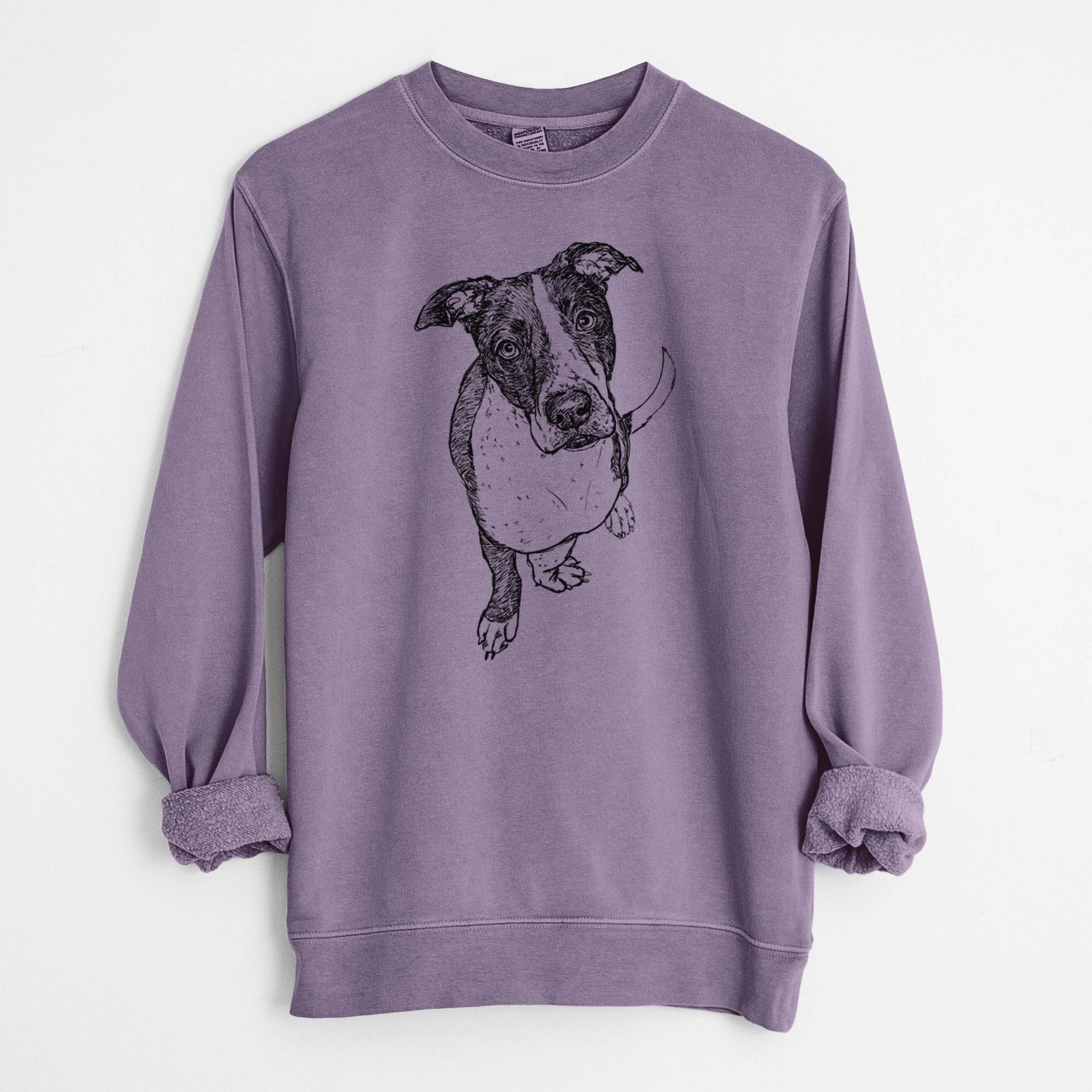 Doodled Vinny the Pitbull - Unisex Pigment Dyed Crew Sweatshirt