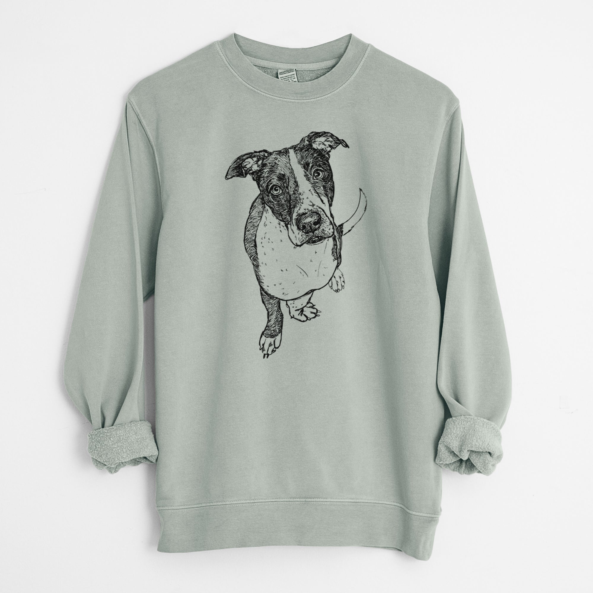 Doodled Vinny the Pitbull - Unisex Pigment Dyed Crew Sweatshirt