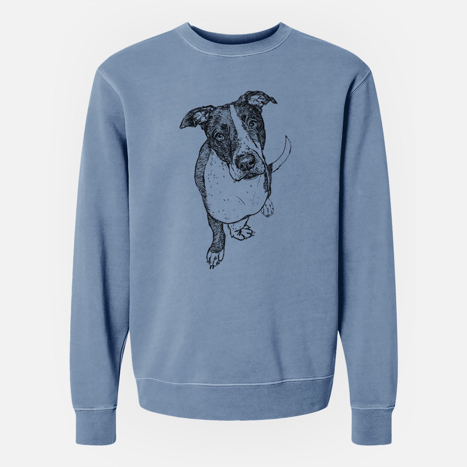 Doodled Vinny the Pitbull - Unisex Pigment Dyed Crew Sweatshirt