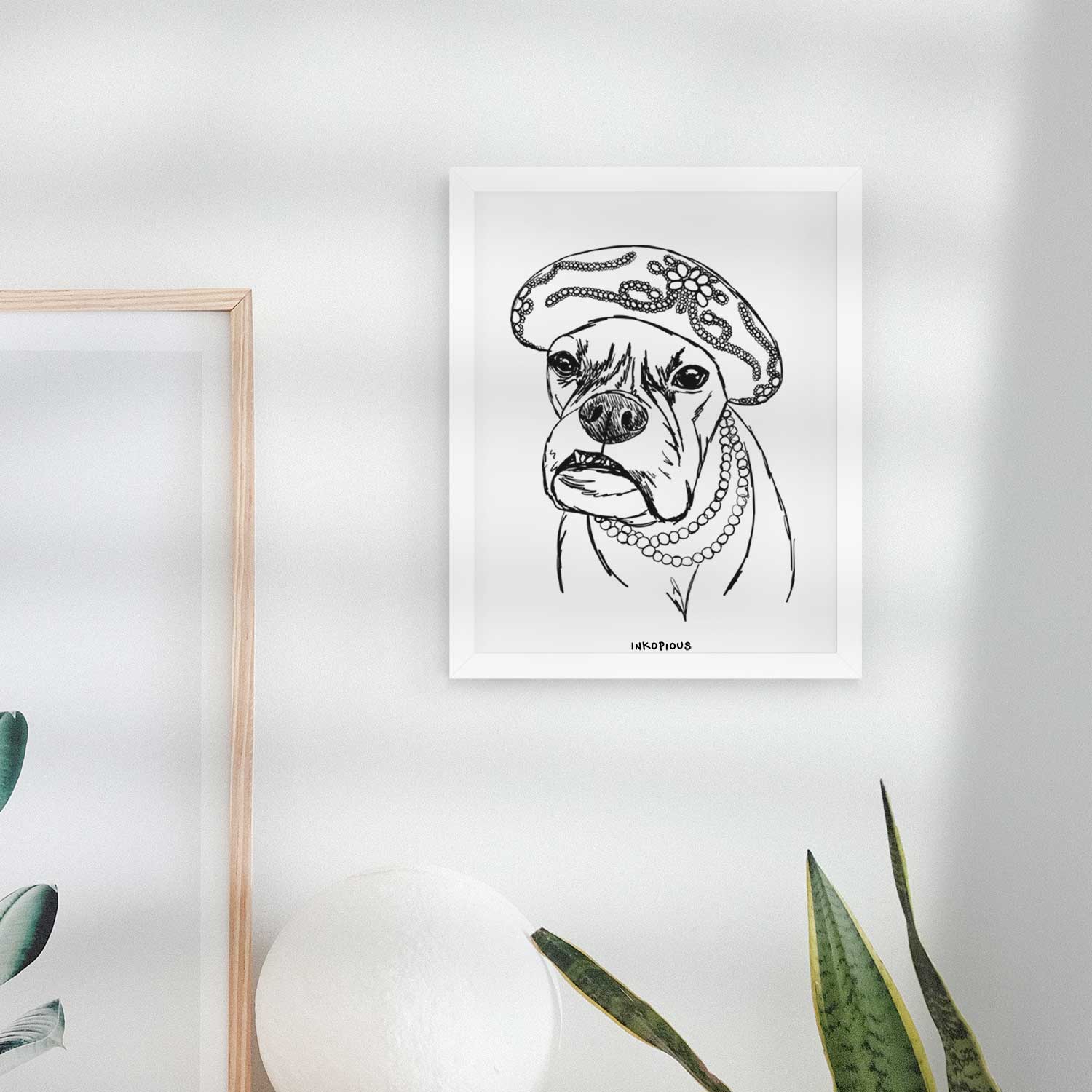 Doodled Violet the Boxer Art Print