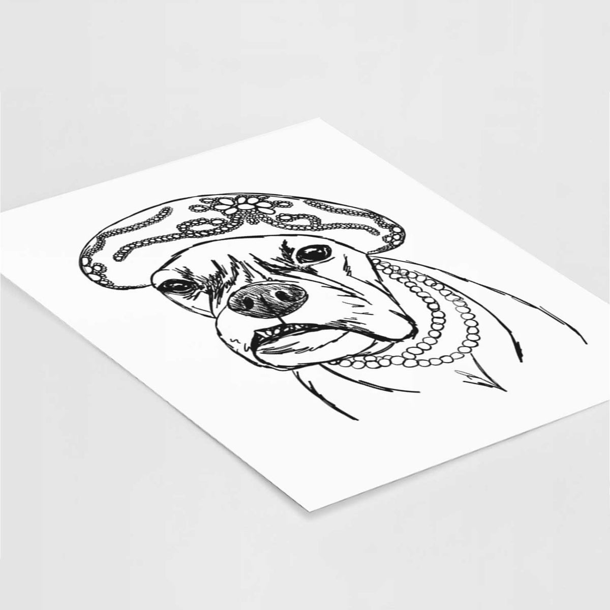 Doodled Violet the Boxer Art Print