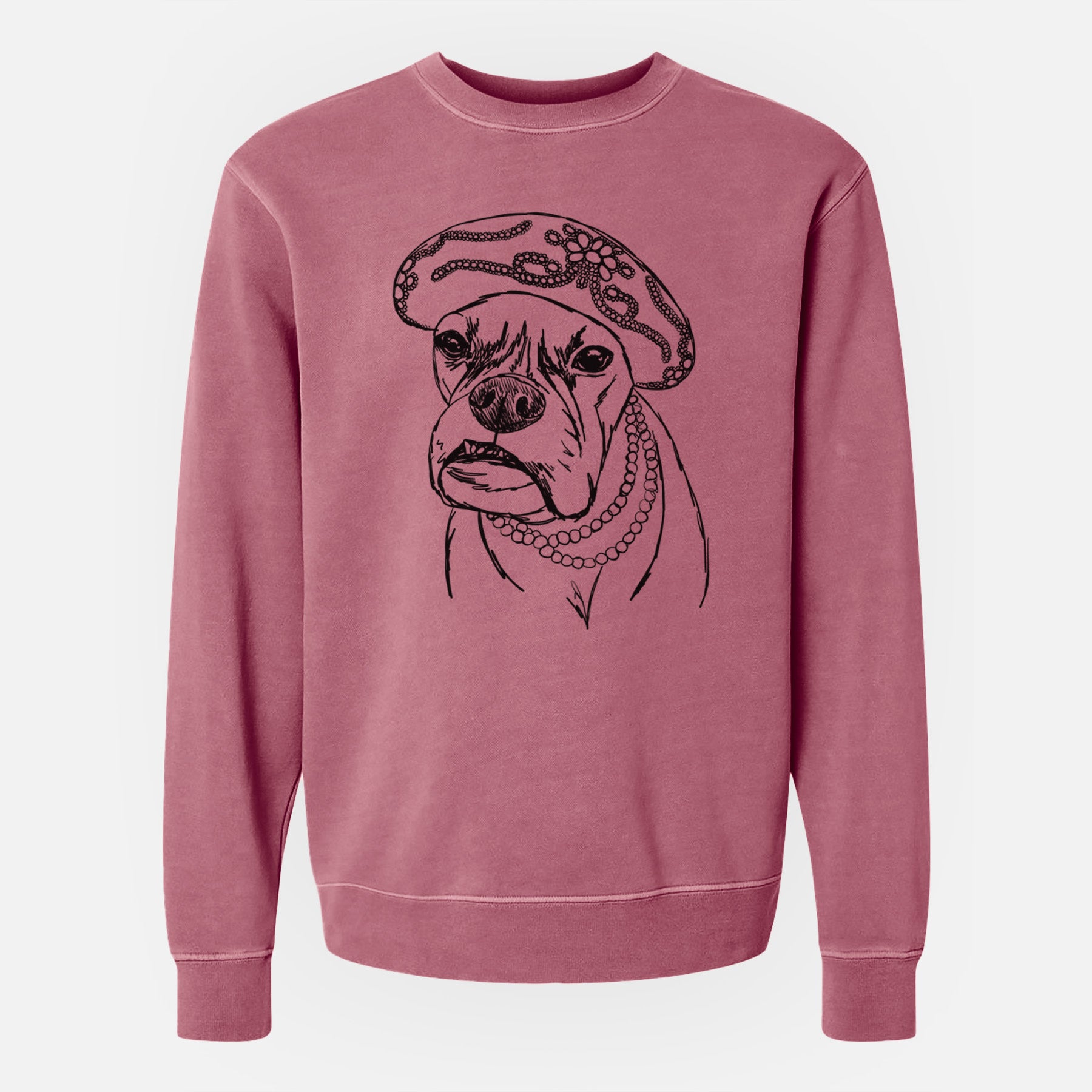 Doodled Violet the Boxer - Unisex Pigment Dyed Crew Sweatshirt