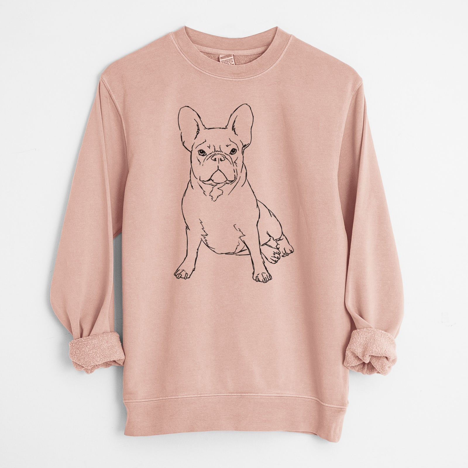 Doodled Violet the French Bulldog - Unisex Pigment Dyed Crew Sweatshirt