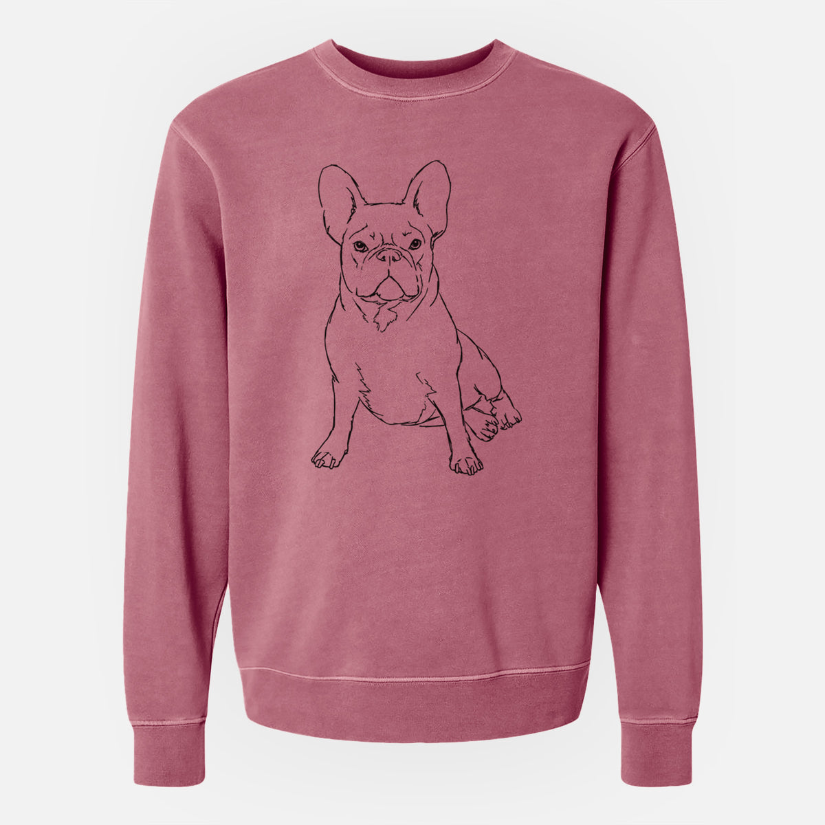 Doodled Violet the French Bulldog - Unisex Pigment Dyed Crew Sweatshirt