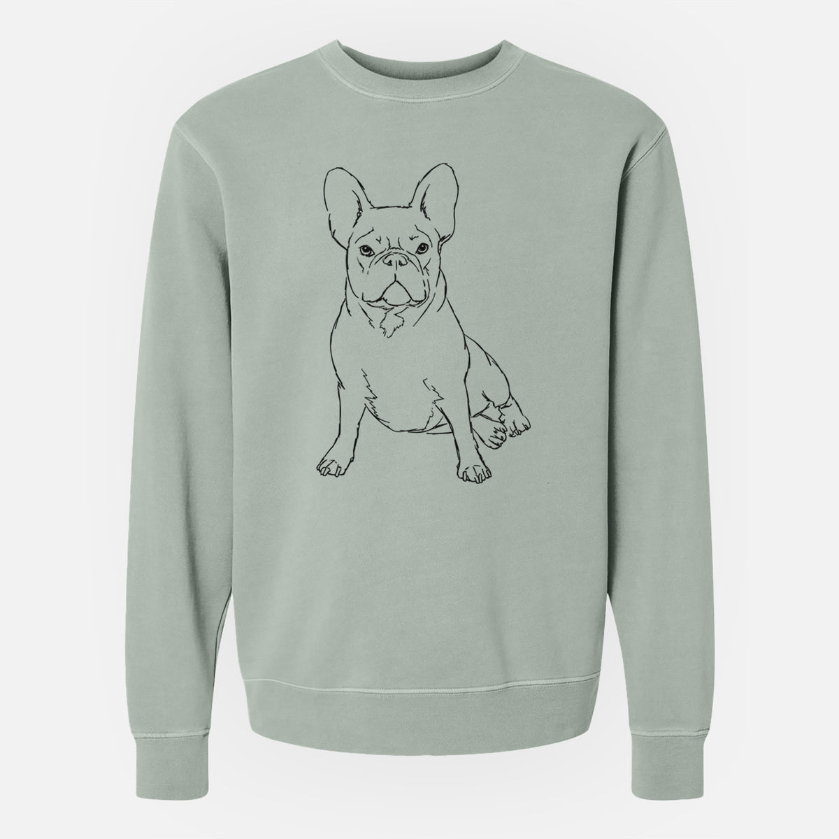 Doodled Violet the French Bulldog - Unisex Pigment Dyed Crew Sweatshirt