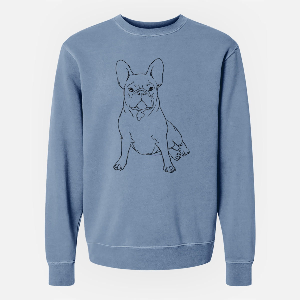 Doodled Violet the French Bulldog - Unisex Pigment Dyed Crew Sweatshirt