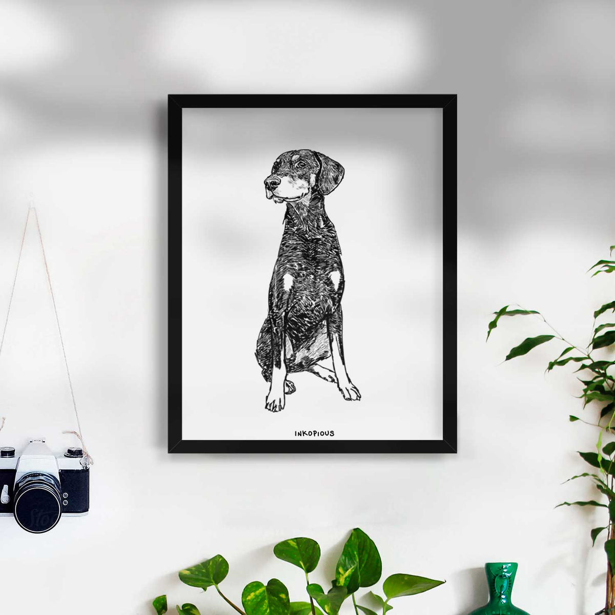 Doodled Whiskey the Doberman Pinscher Art Print