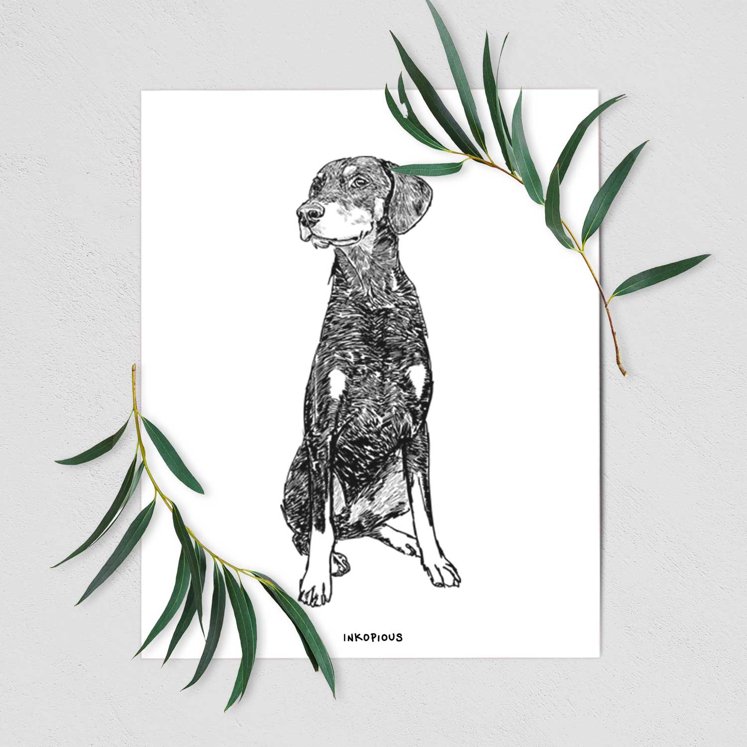 Doodled Whiskey the Doberman Pinscher Art Print