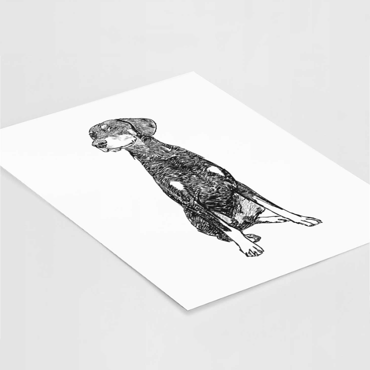 Doodled Whiskey the Doberman Pinscher Art Print