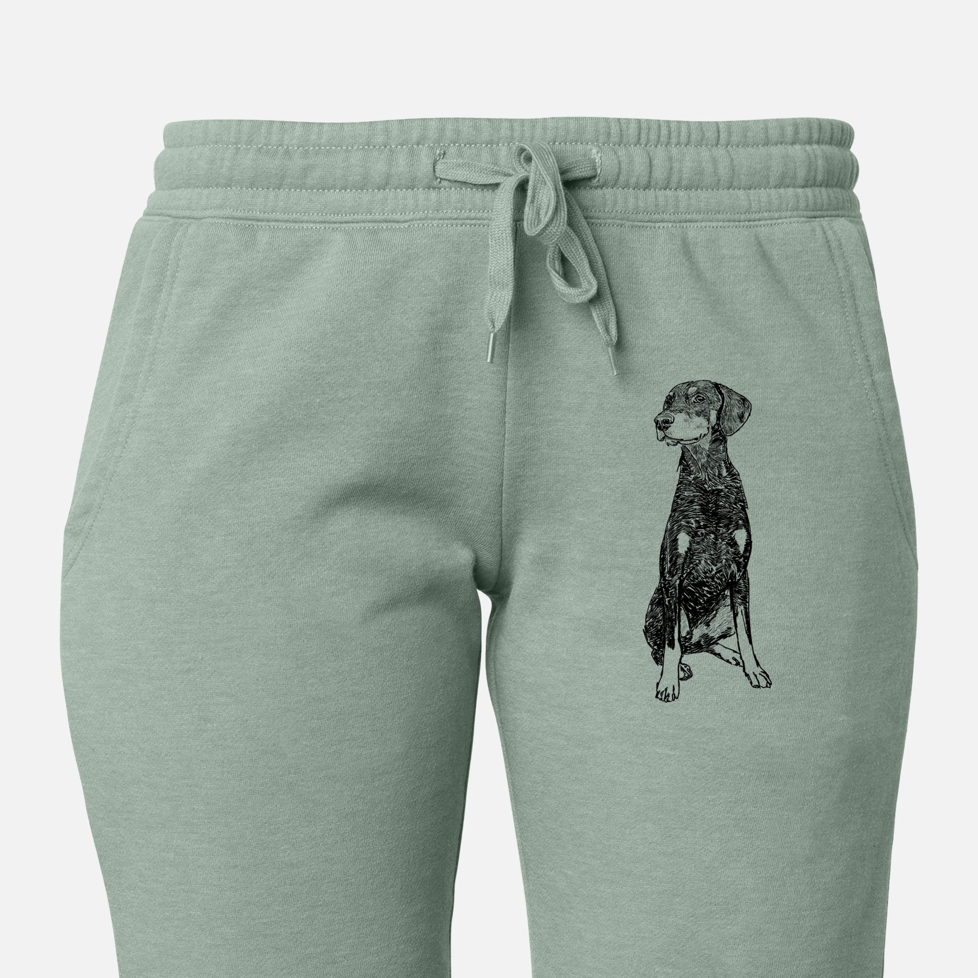 Doodled Whiskey the Doberman Pinscher - Women's Cali Wave Joggers