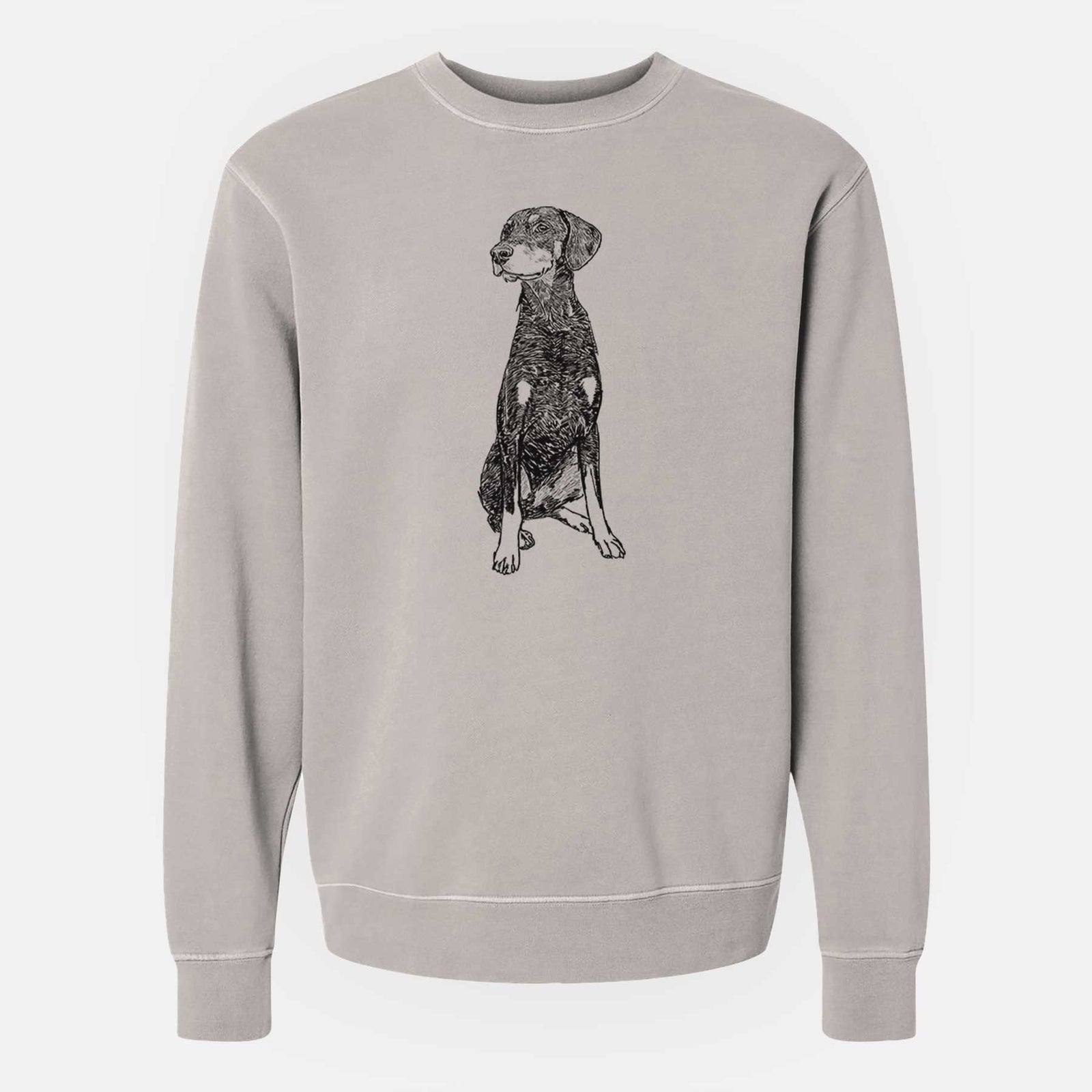 Doodled Whiskey the Doberman Pinscher - Unisex Pigment Dyed Crew Sweatshirt