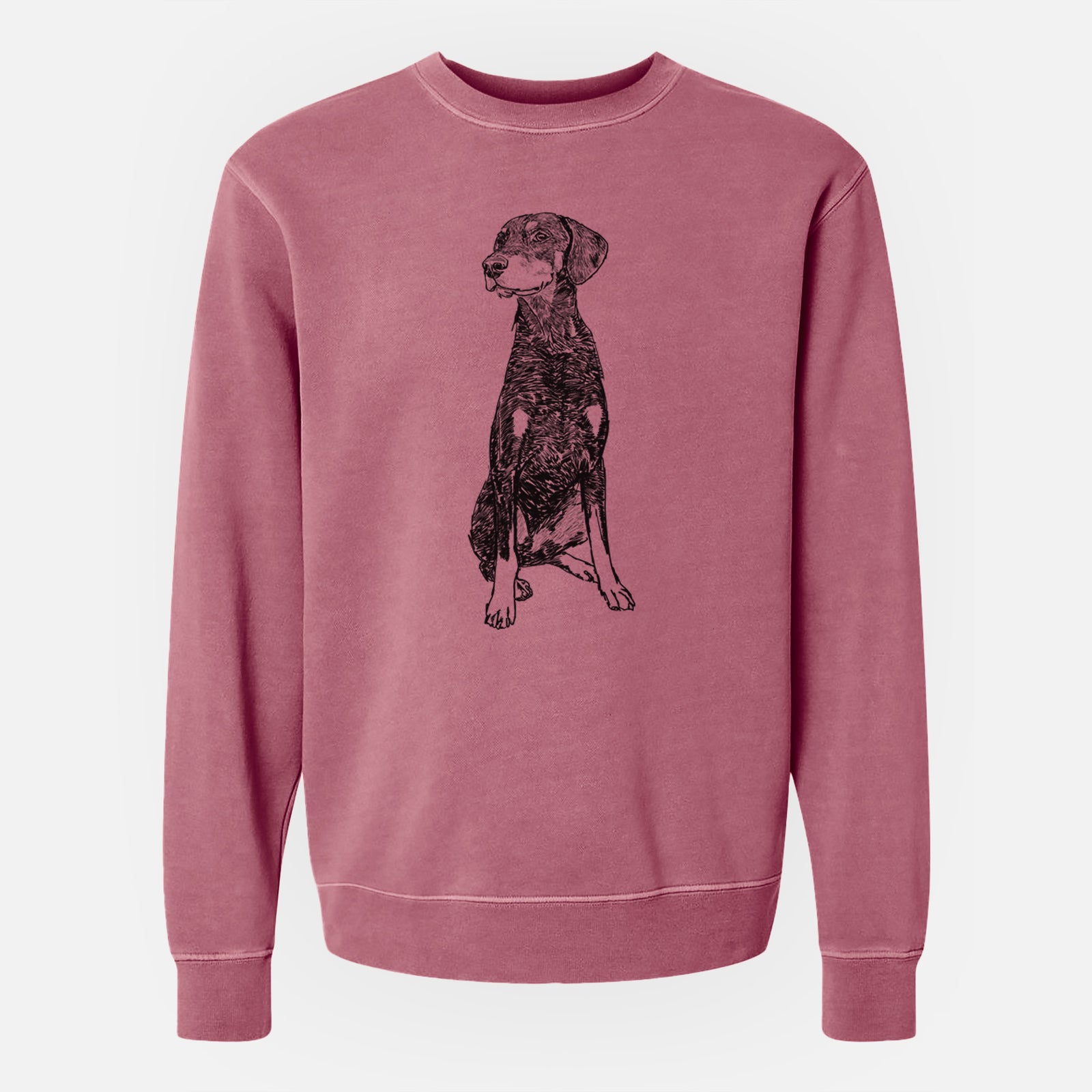 Doodled Whiskey the Doberman Pinscher - Unisex Pigment Dyed Crew Sweatshirt