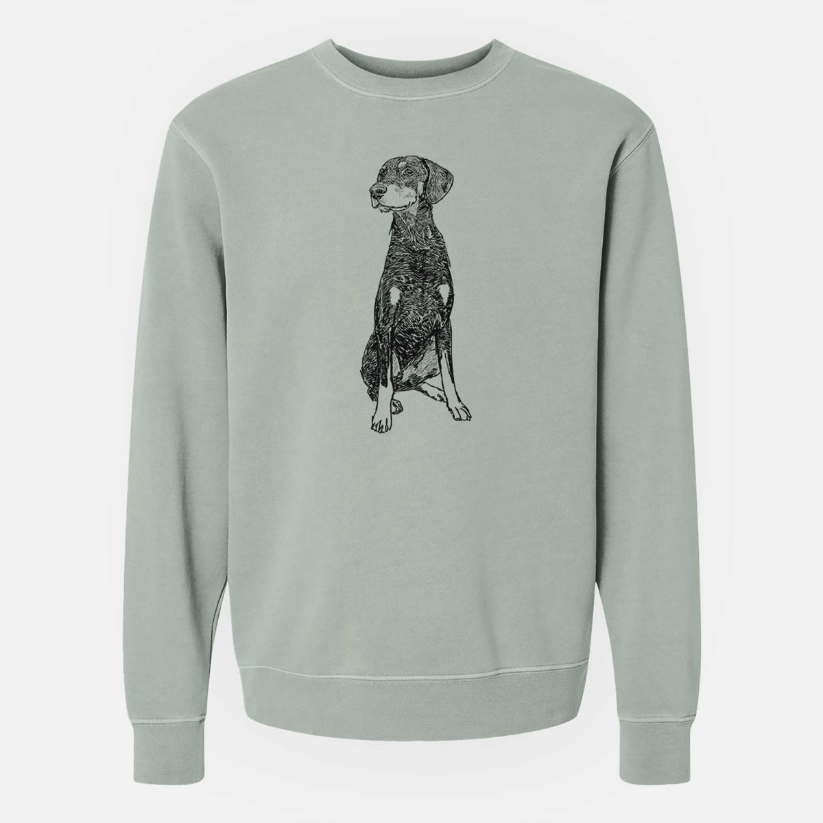 Doodled Whiskey the Doberman Pinscher - Unisex Pigment Dyed Crew Sweatshirt