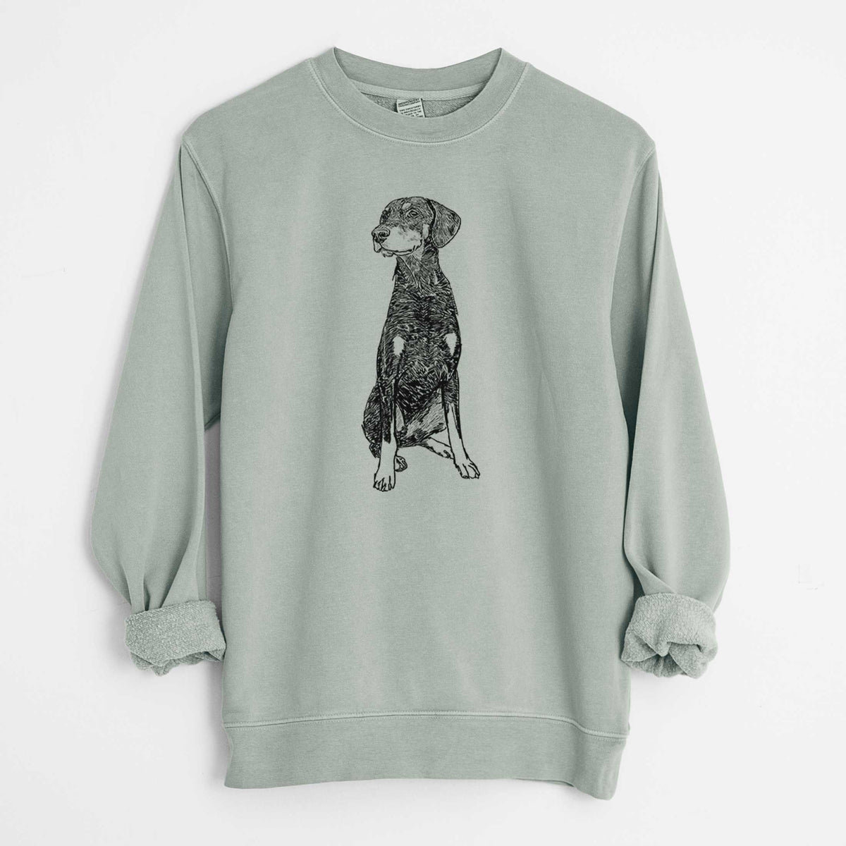 Doodled Whiskey the Doberman Pinscher - Unisex Pigment Dyed Crew Sweatshirt