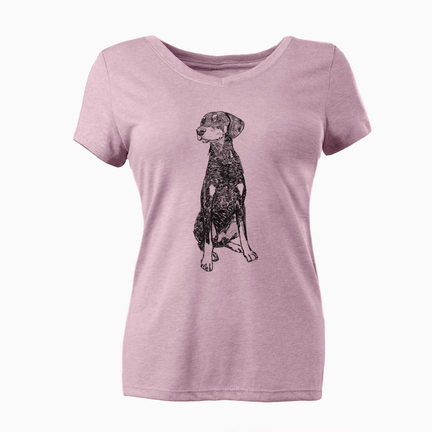 Doodled Whiskey the Doberman Pinshcer - Women's V-neck Shirt