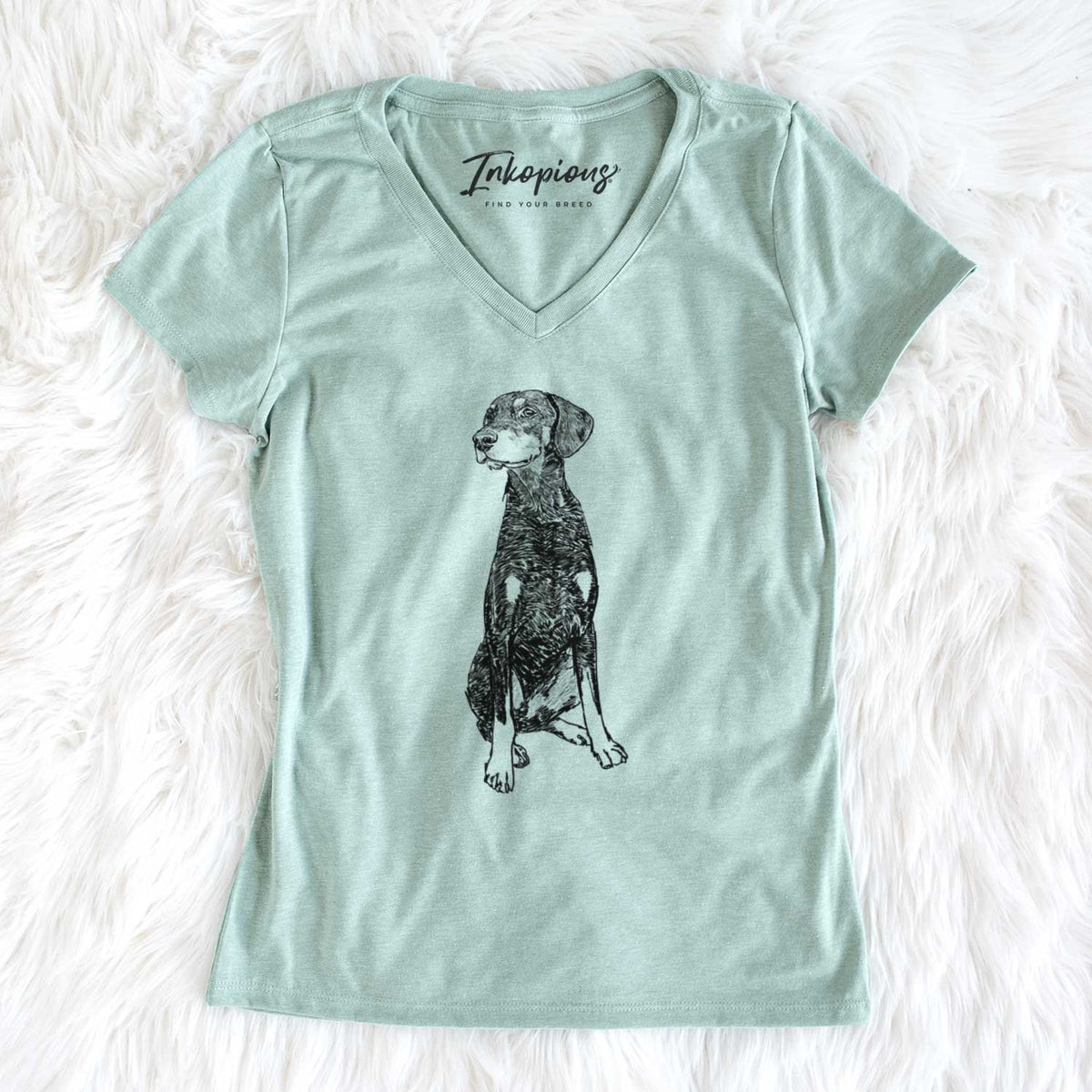 Doodled Whiskey the Doberman Pinshcer - Women's V-neck Shirt