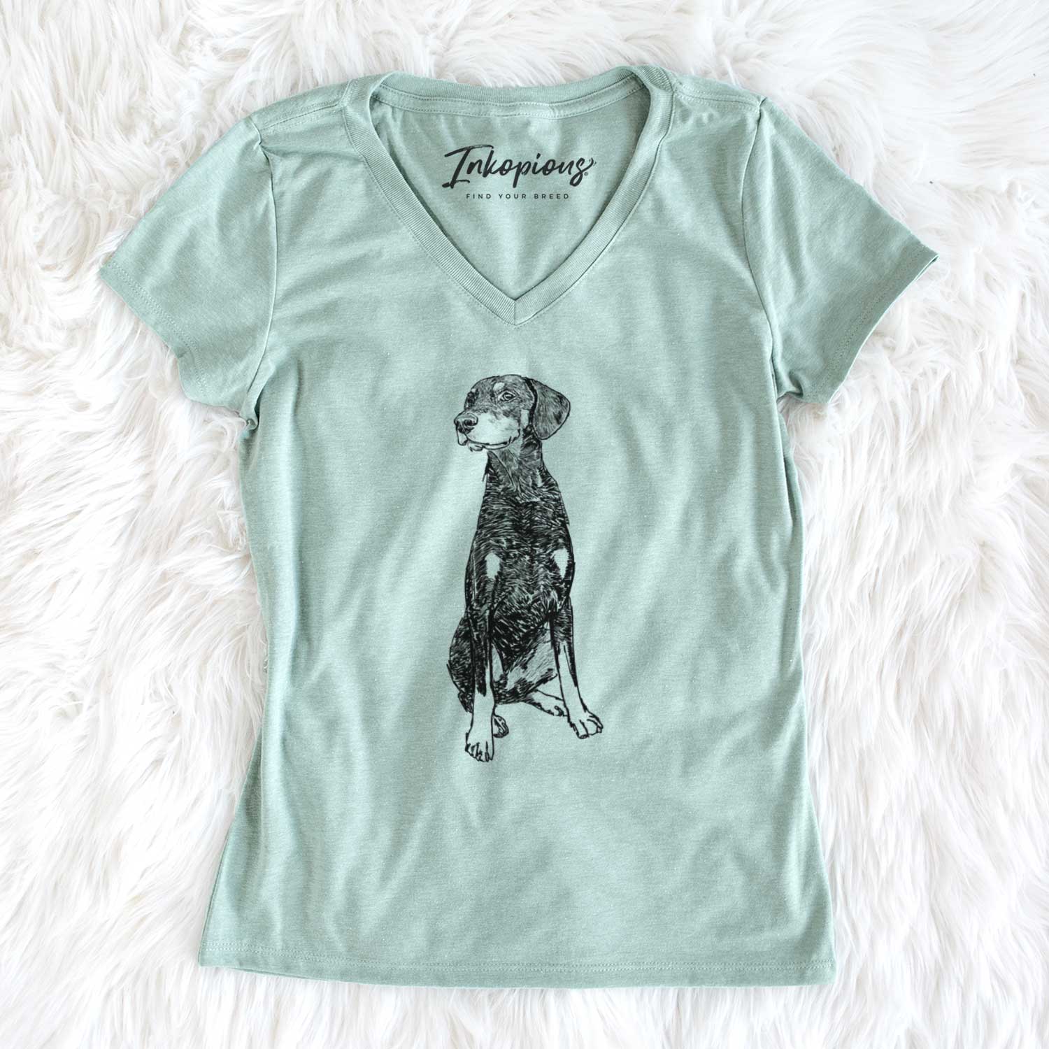 Doodled Whiskey the Doberman Pinshcer - Women's V-neck Shirt
