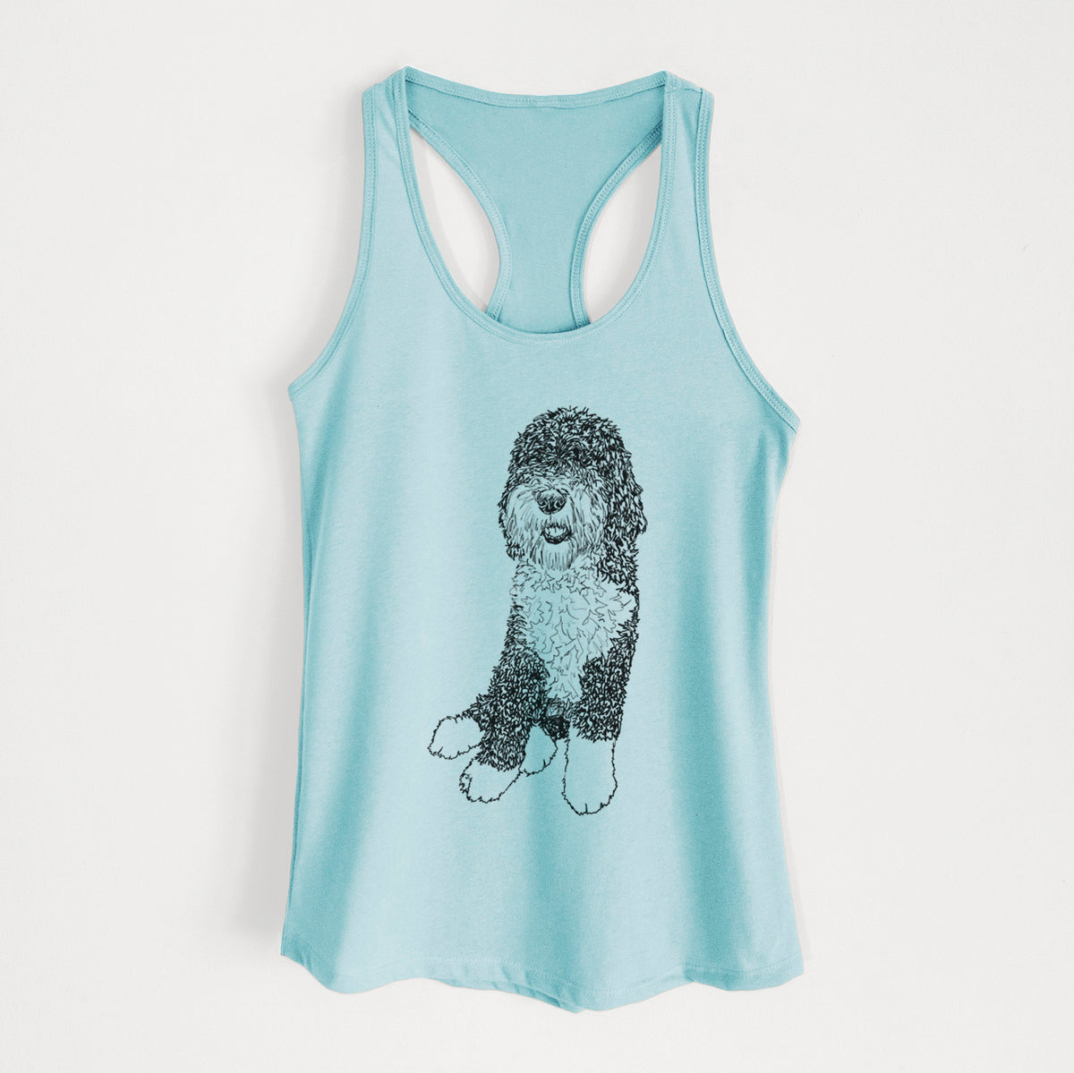 Doodled Whittaker the Sheepadoodle - Women&#39;s Racerback Tanktop