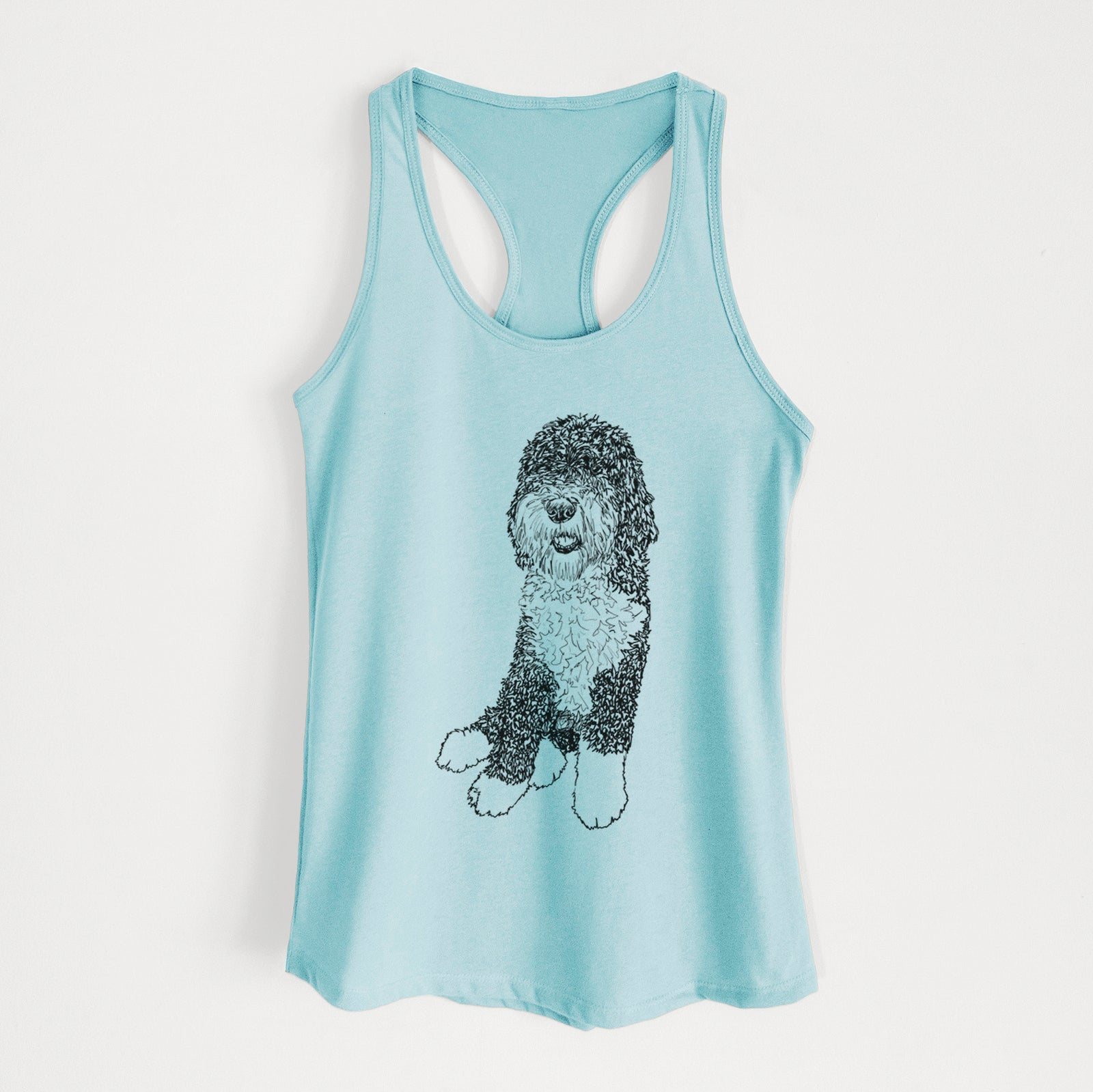 Doodled Whittaker the Sheepadoodle - Women's Racerback Tanktop