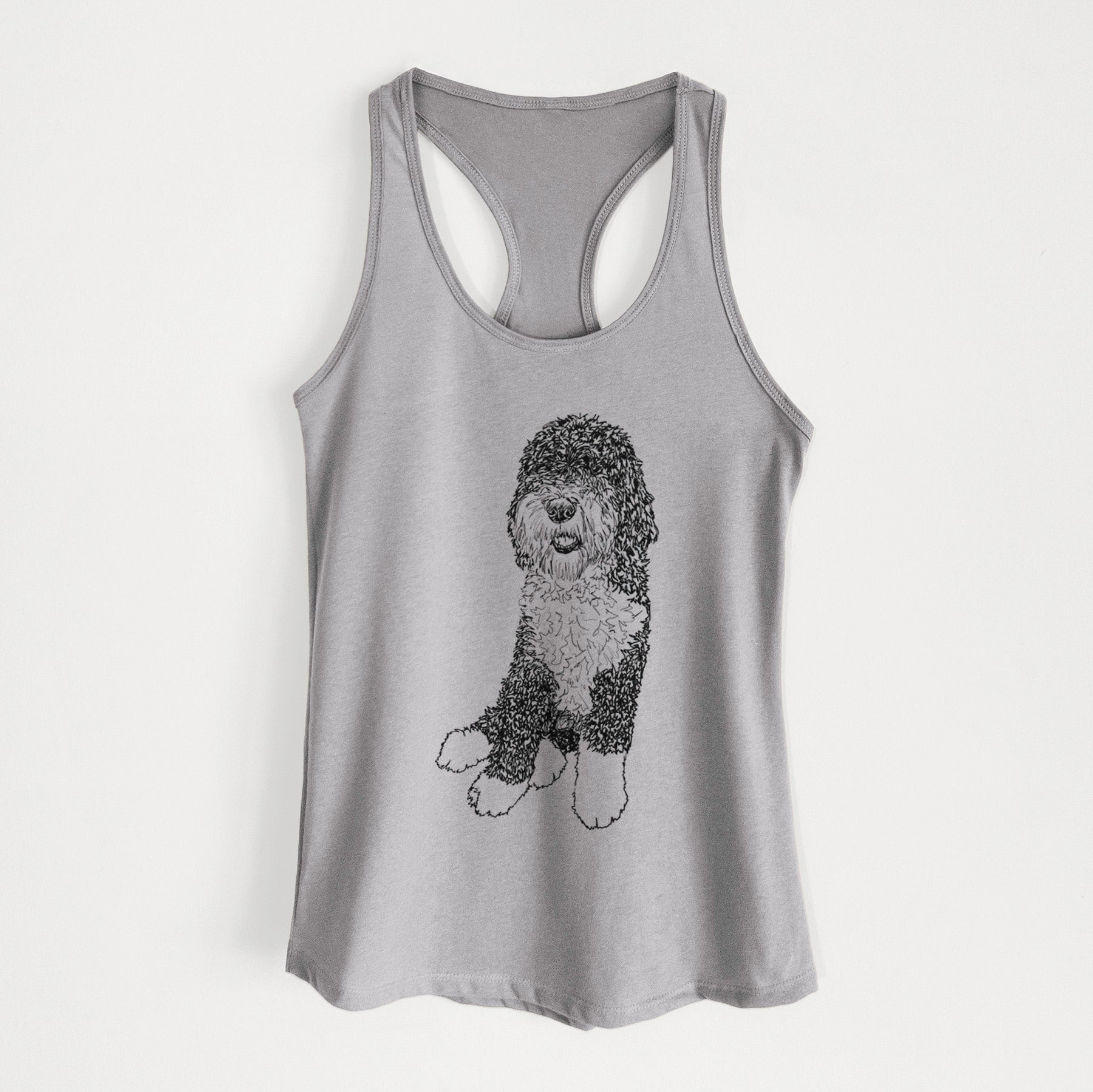 Doodled Whittaker the Sheepadoodle - Women's Racerback Tanktop