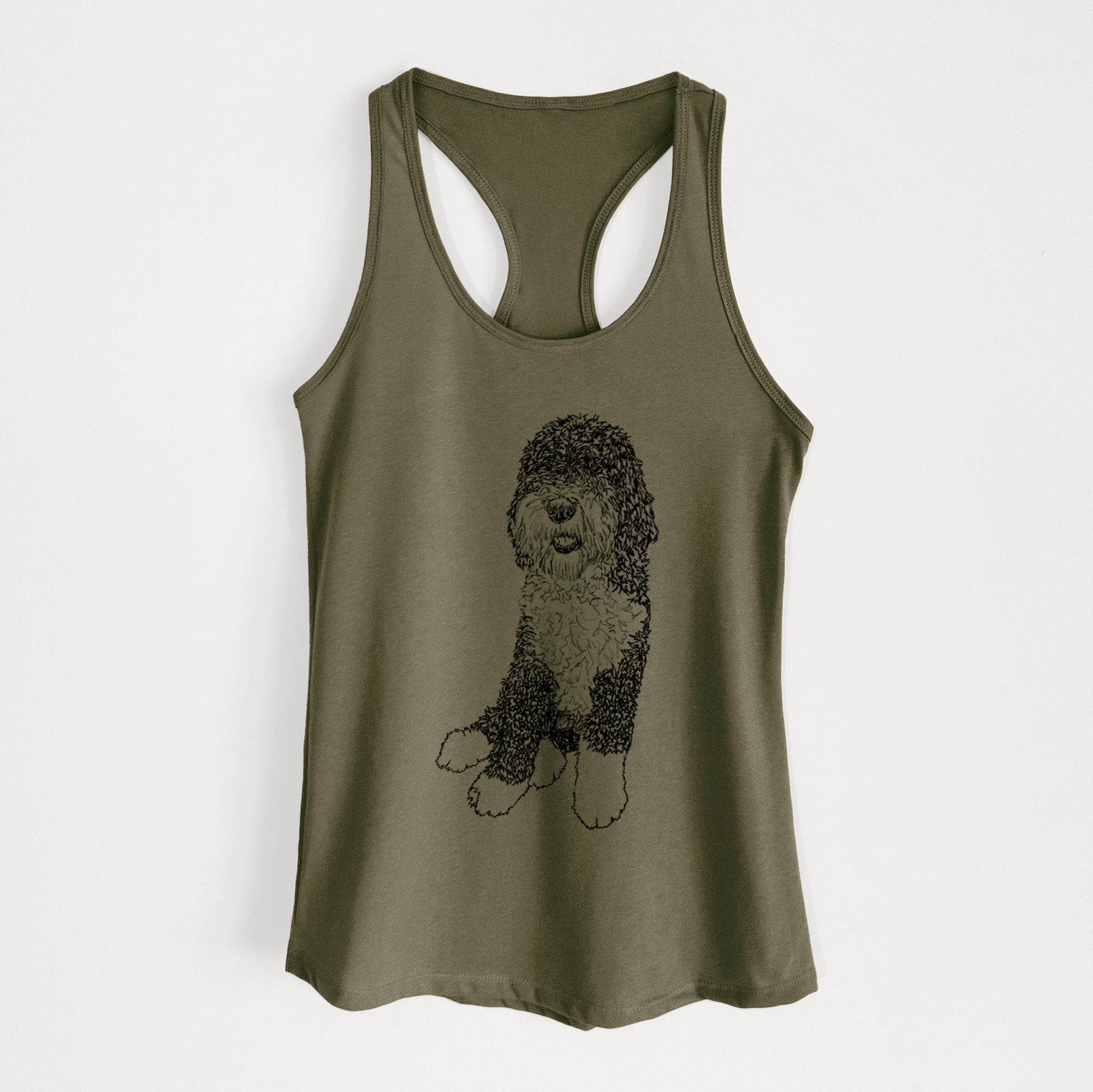 Doodled Whittaker the Sheepadoodle - Women's Racerback Tanktop