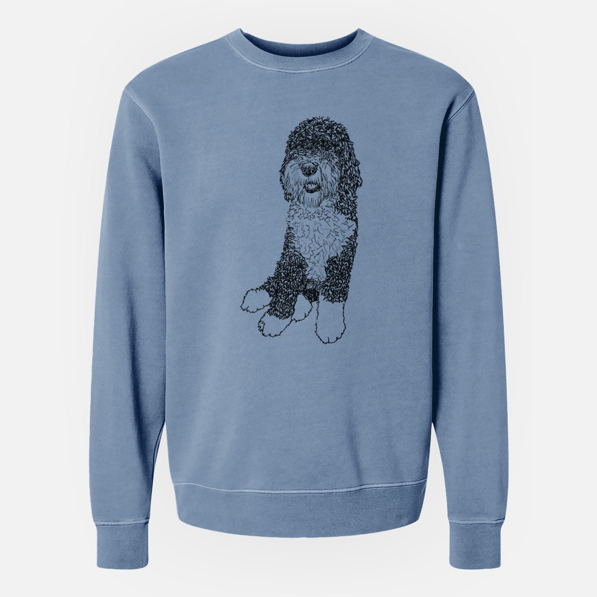 Doodled Whittaker the Sheepadoodle - Unisex Pigment Dyed Crew Sweatshirt