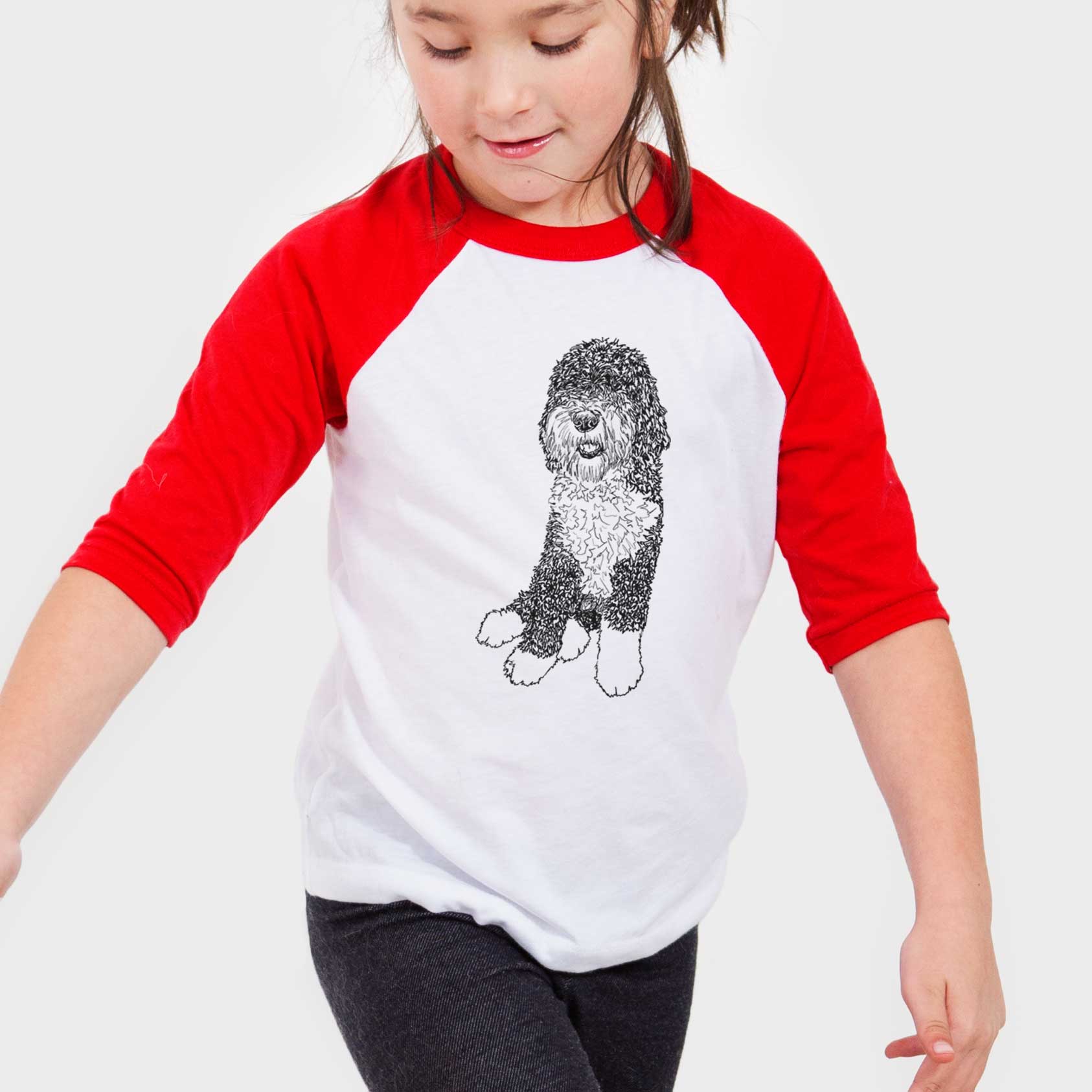 Doodled Whittaker the Sheepadoodle - Youth 3/4 Long Sleeve