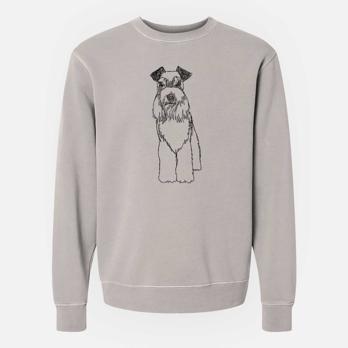 Doodled Wilco the Standard Schnauzer - Unisex Pigment Dyed Crew Sweatshirt