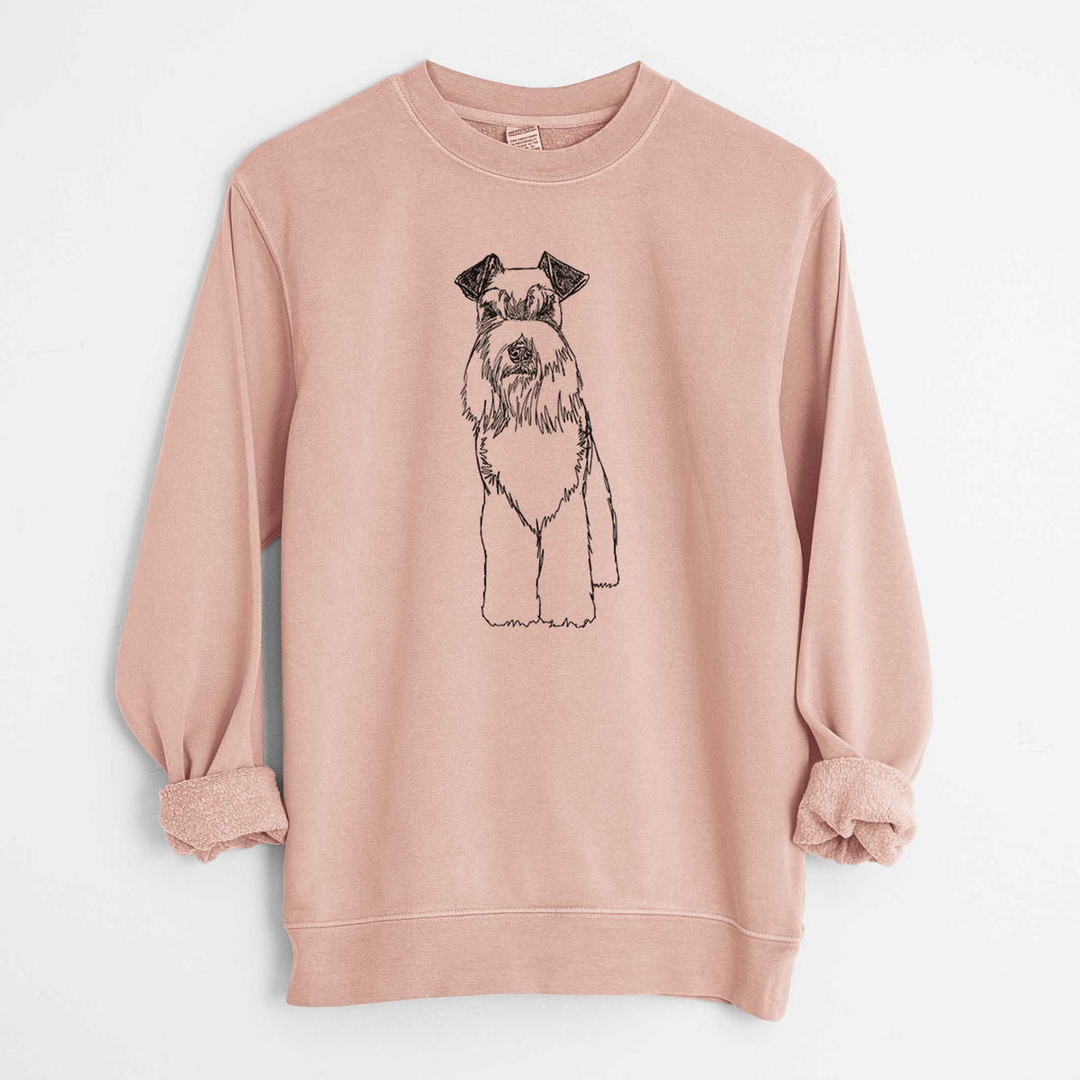 Doodled Wilco the Standard Schnauzer - Unisex Pigment Dyed Crew Sweatshirt
