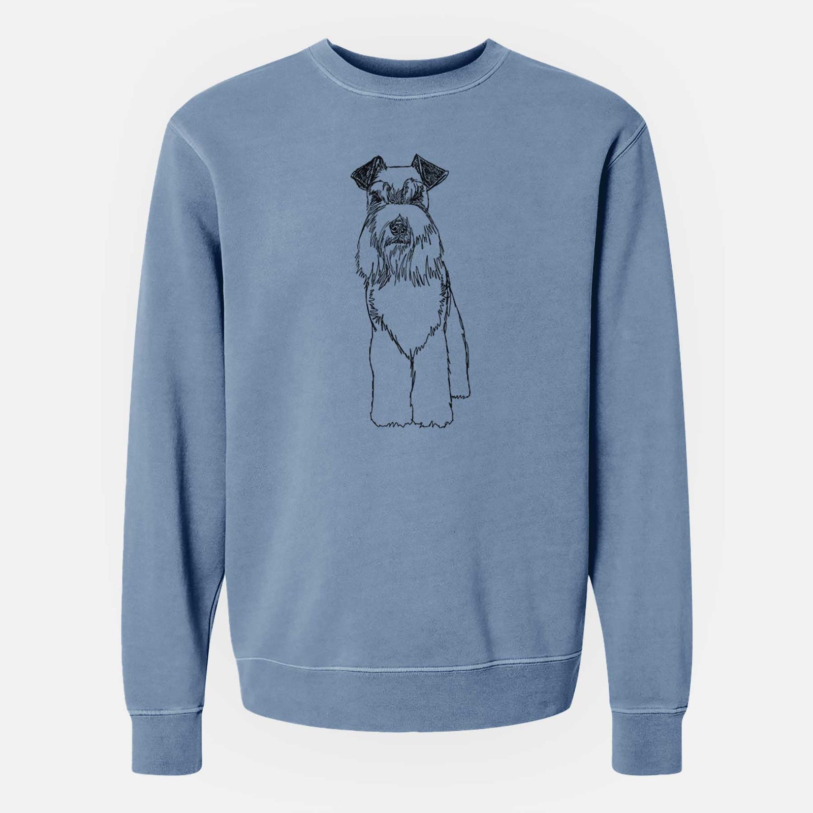 Doodled Wilco the Standard Schnauzer - Unisex Pigment Dyed Crew Sweatshirt