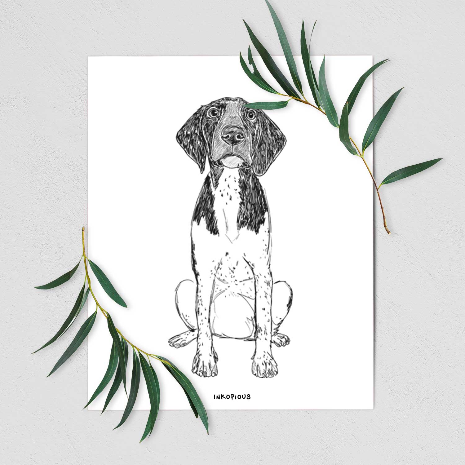 Doodled Winchester the German Shorthaired Pointer Art Print