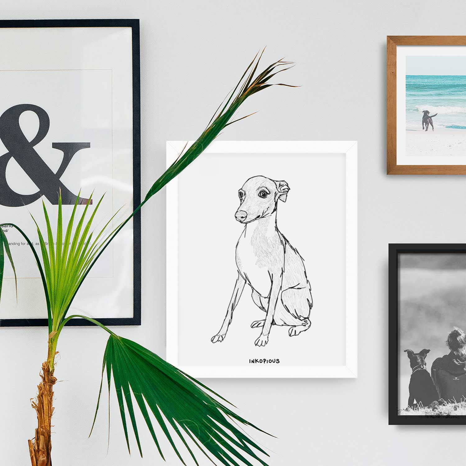 Doodled Winston the Italian Greyhound Puppy Art Print