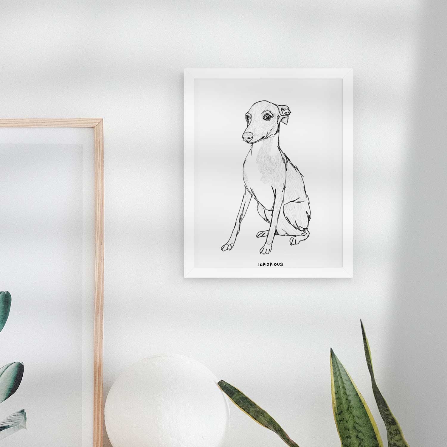 Doodled Winston the Italian Greyhound Puppy Art Print