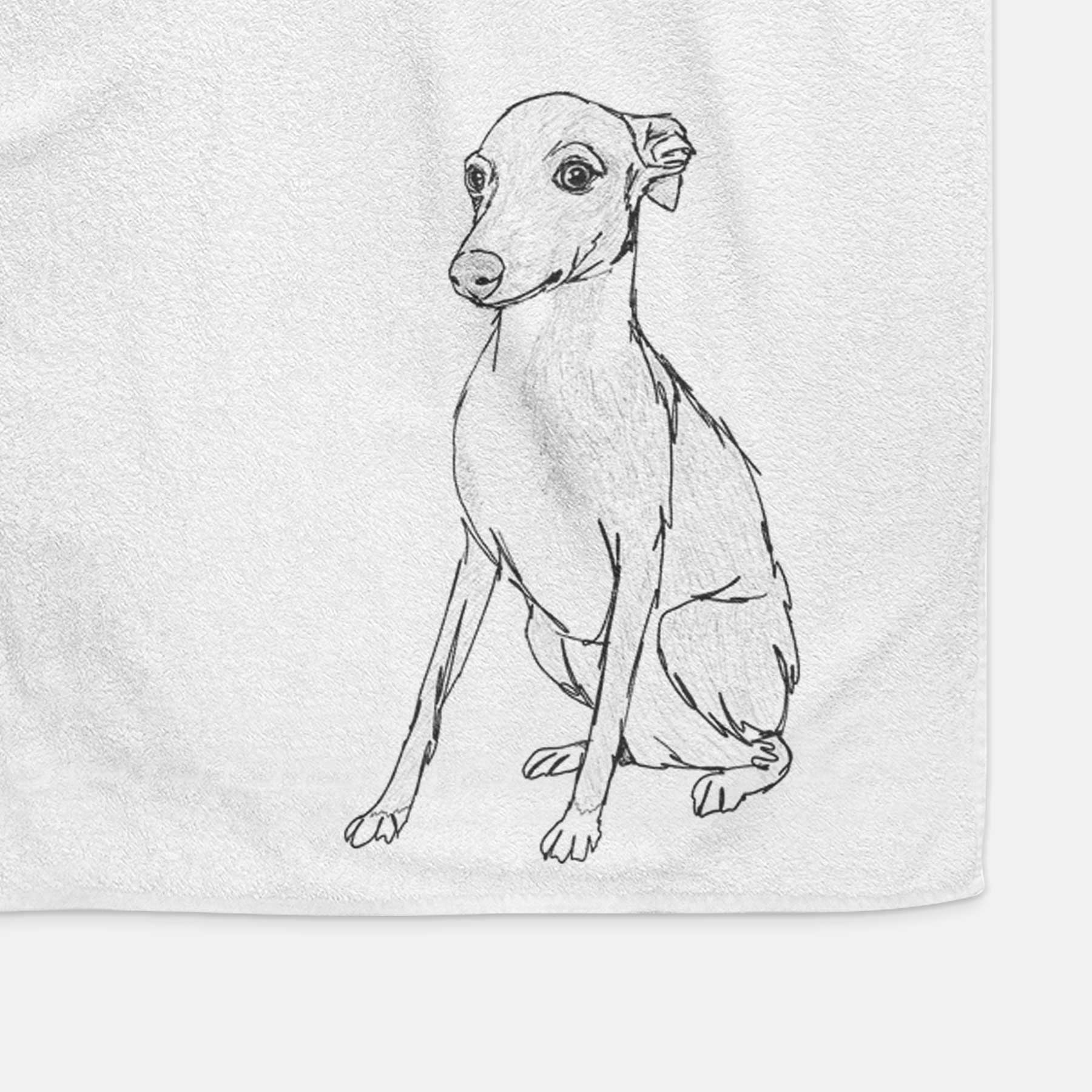 Doodled Winston the Italian Greyhound Puppy Decorative Hand Towel