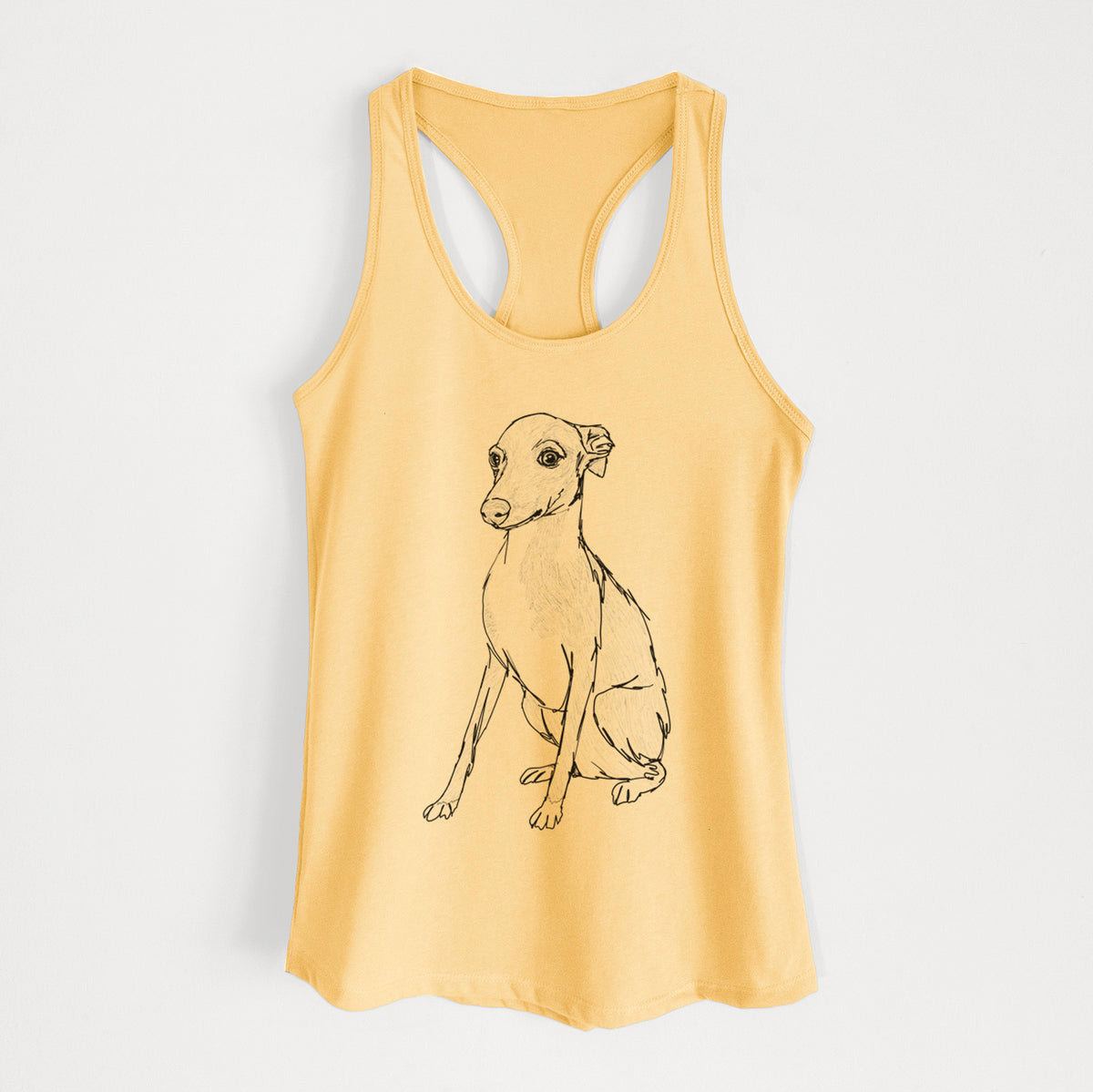 Doodled Winston the Italian Greyhound Puppy - Women's Racerback Tanktop