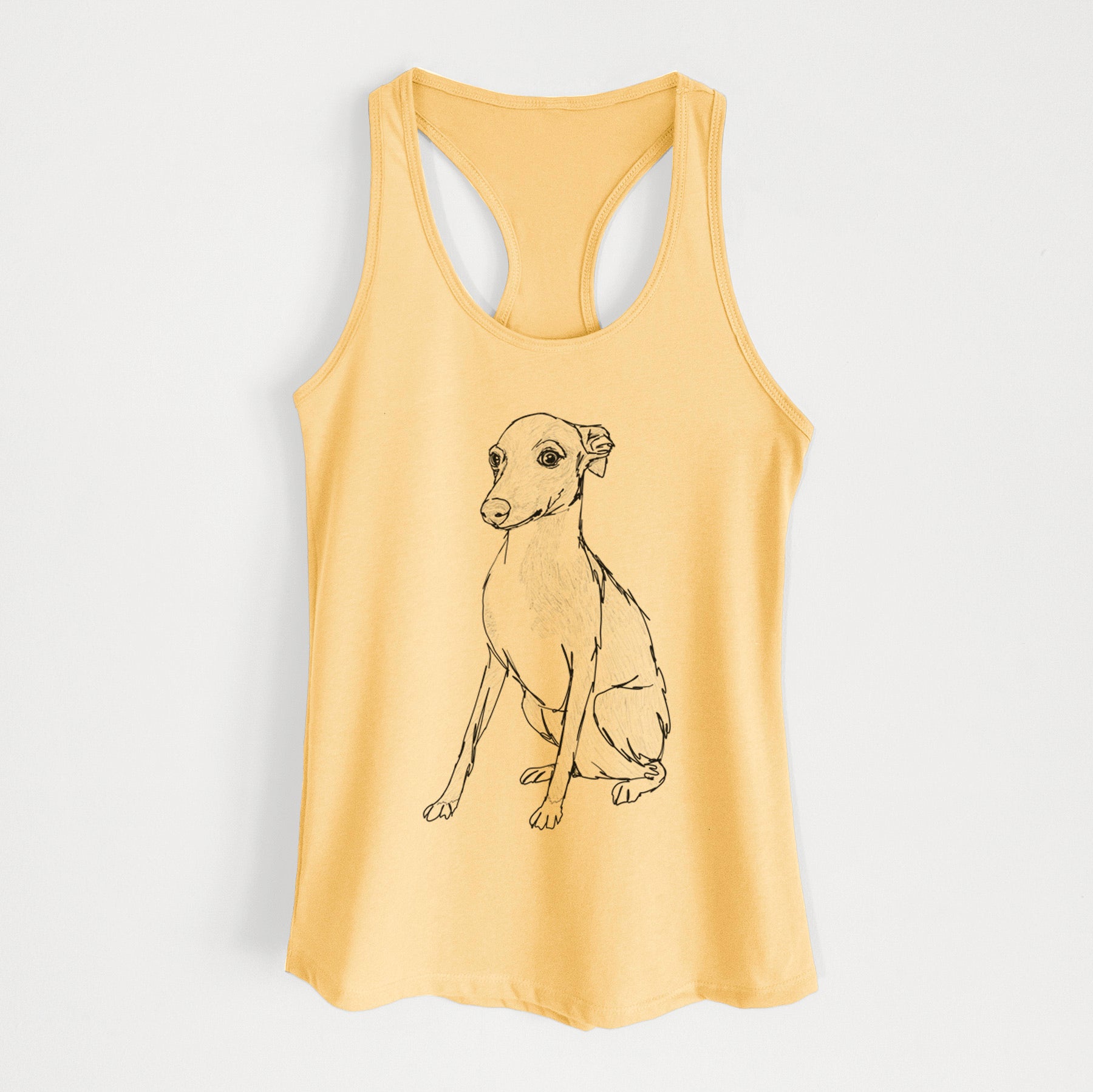 Doodled Winston the Italian Greyhound Puppy - Women's Racerback Tanktop