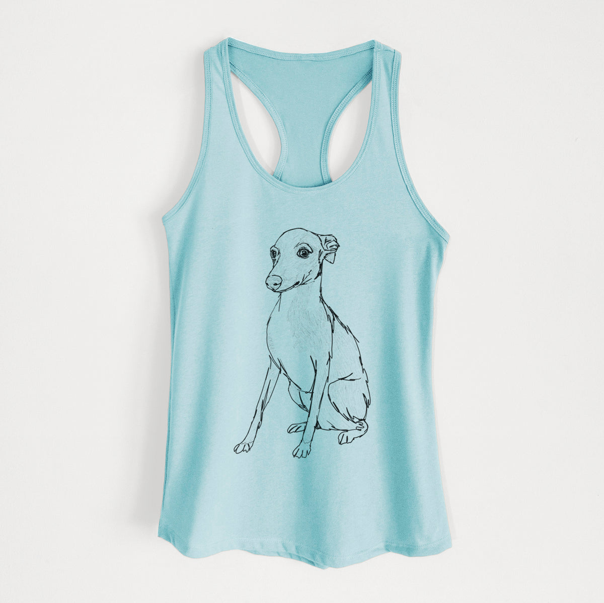 Doodled Winston the Italian Greyhound Puppy - Women&#39;s Racerback Tanktop