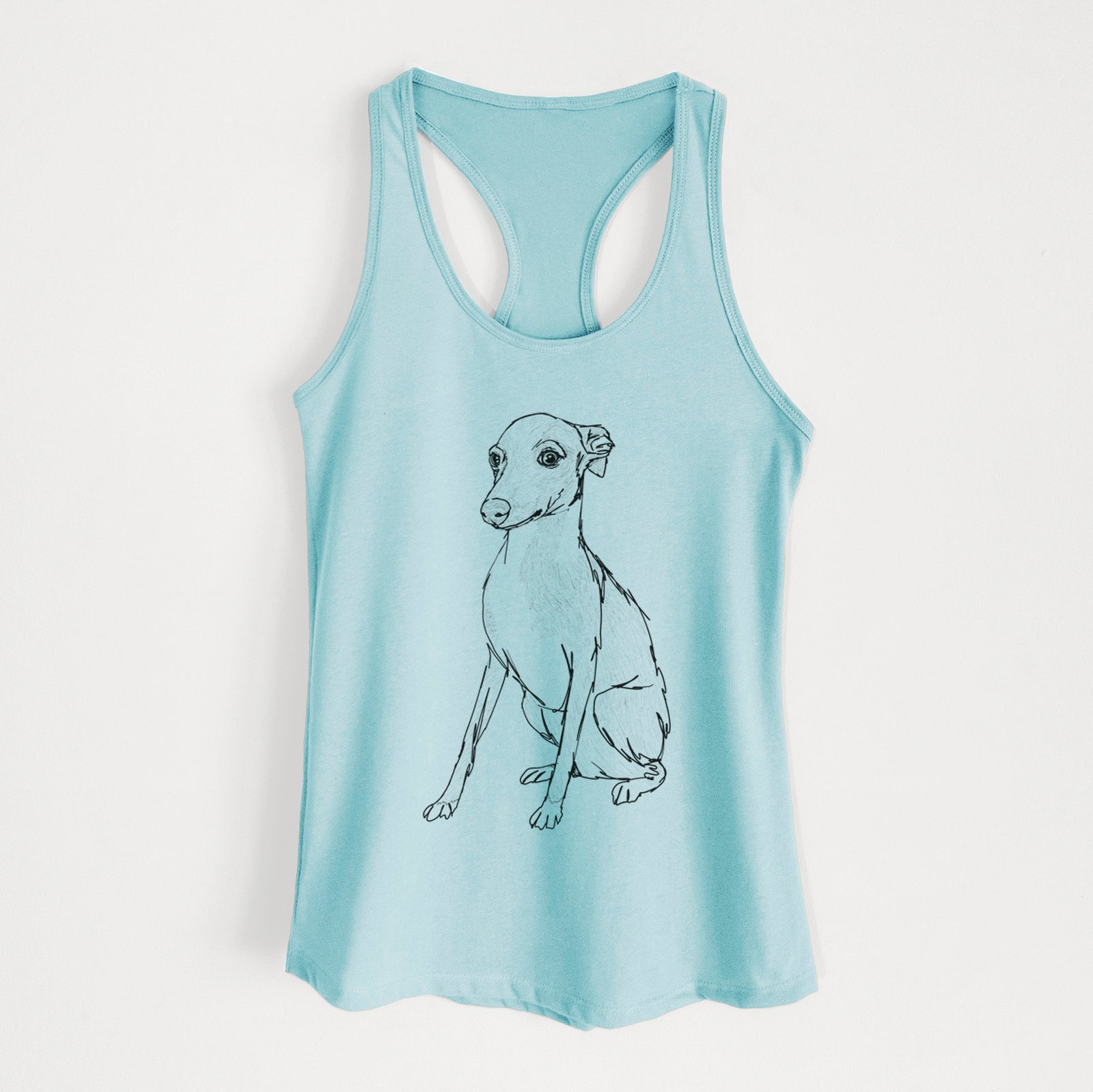 Doodled Winston the Italian Greyhound Puppy - Women's Racerback Tanktop