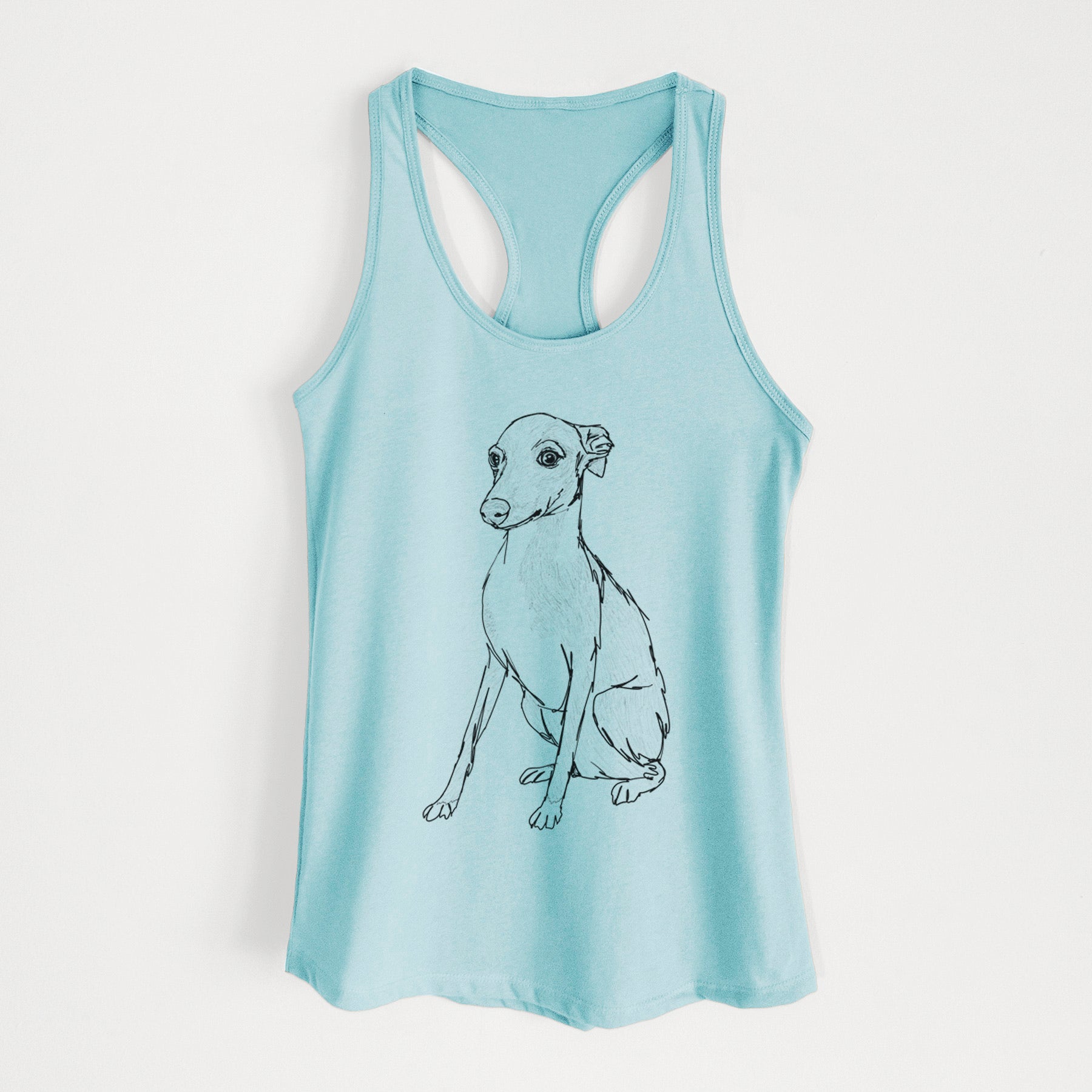 Doodled Winston the Italian Greyhound Puppy - Women's Racerback Tanktop