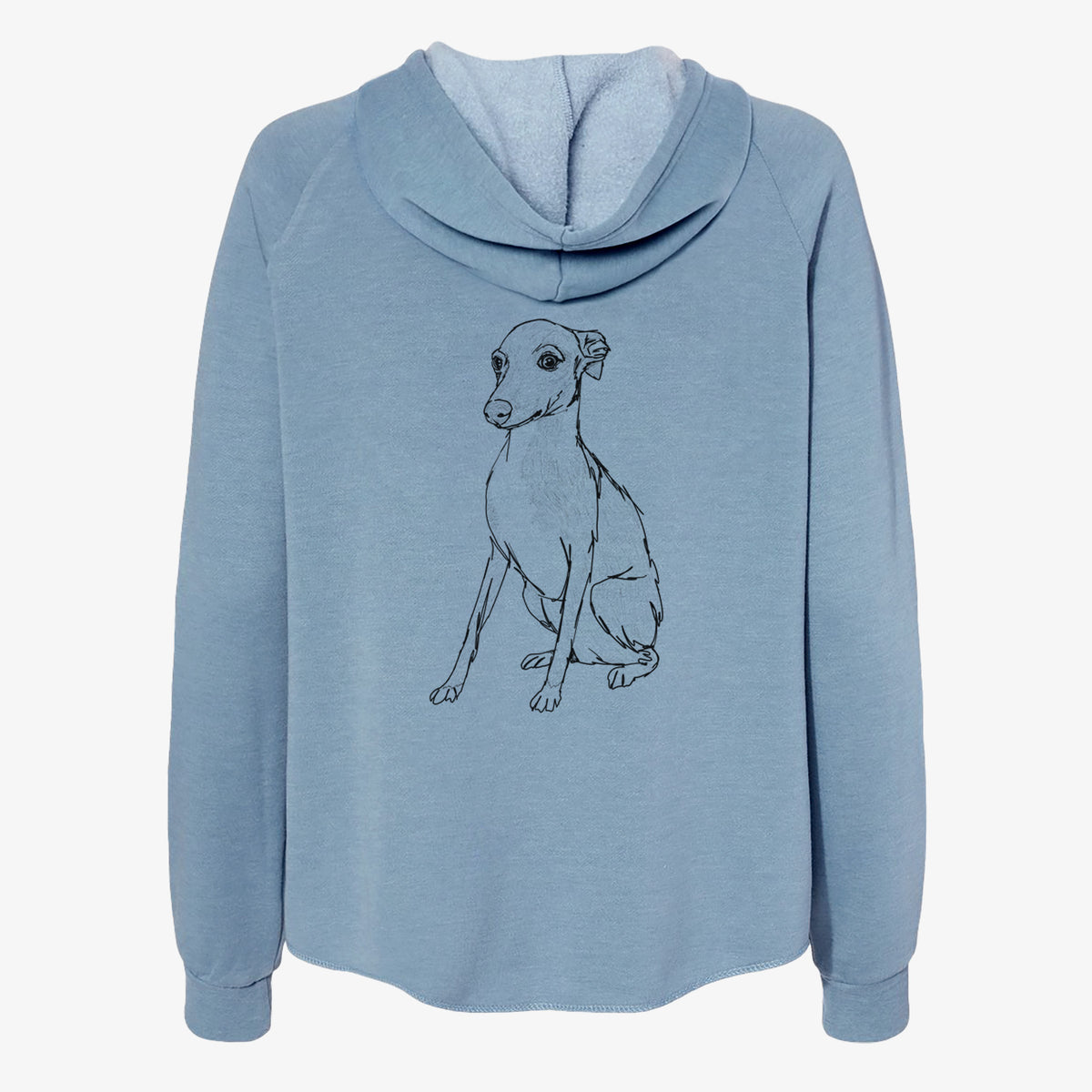 Doodled Winston the Italian Greyhound Puppy - Women's Cali Wave Zip-Up Sweatshirt
