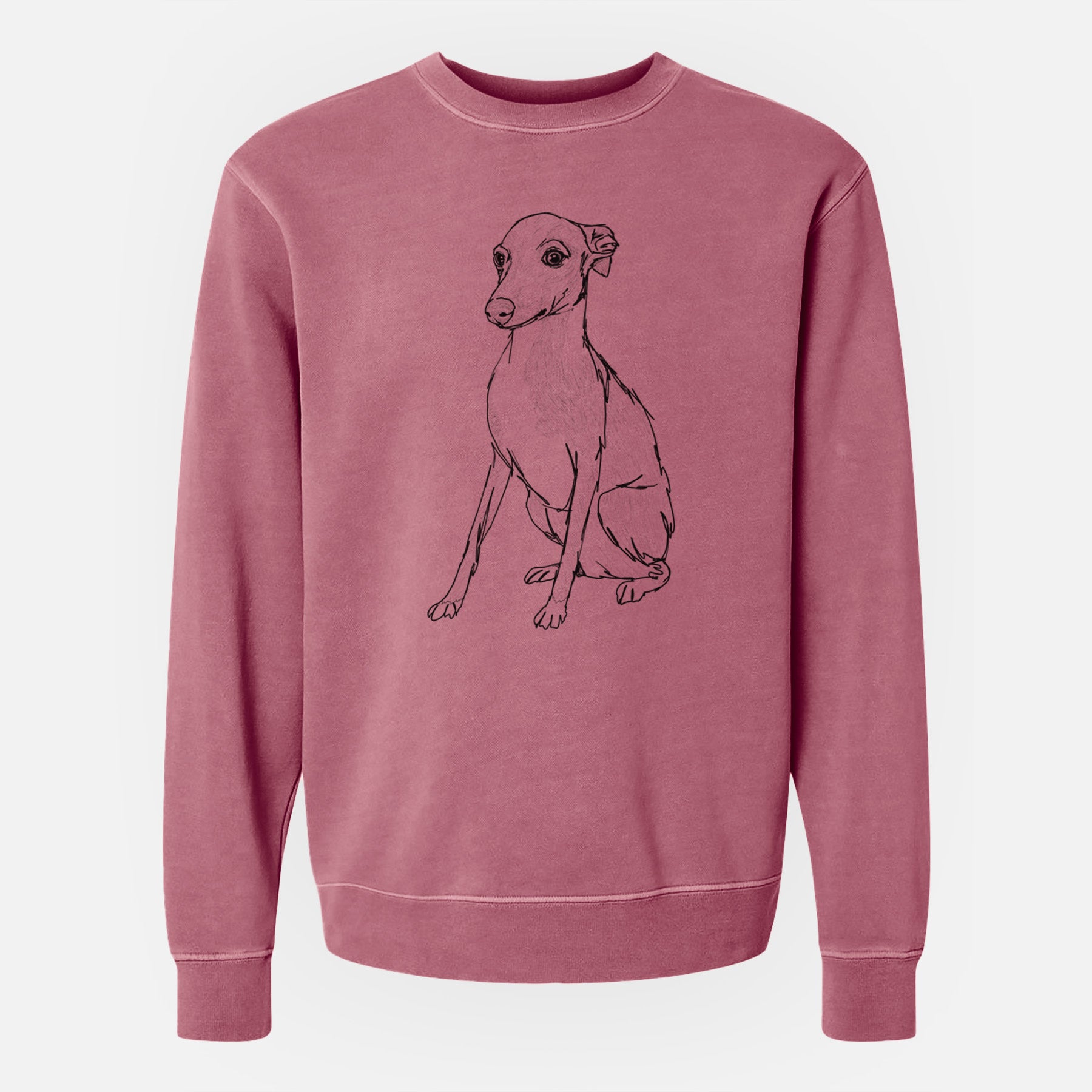 Doodled Winston the Italian Greyhound Puppy - Unisex Pigment Dyed Crew Sweatshirt