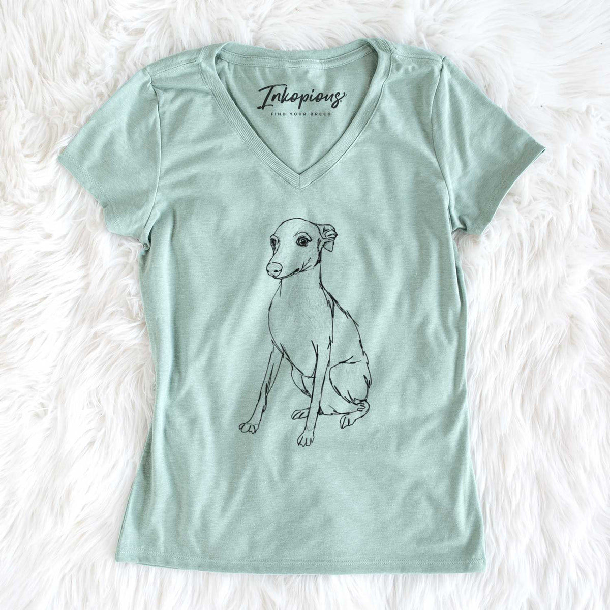 Doodled Winston the Italian Greyhound Puppy - Women&#39;s V-neck Shirt