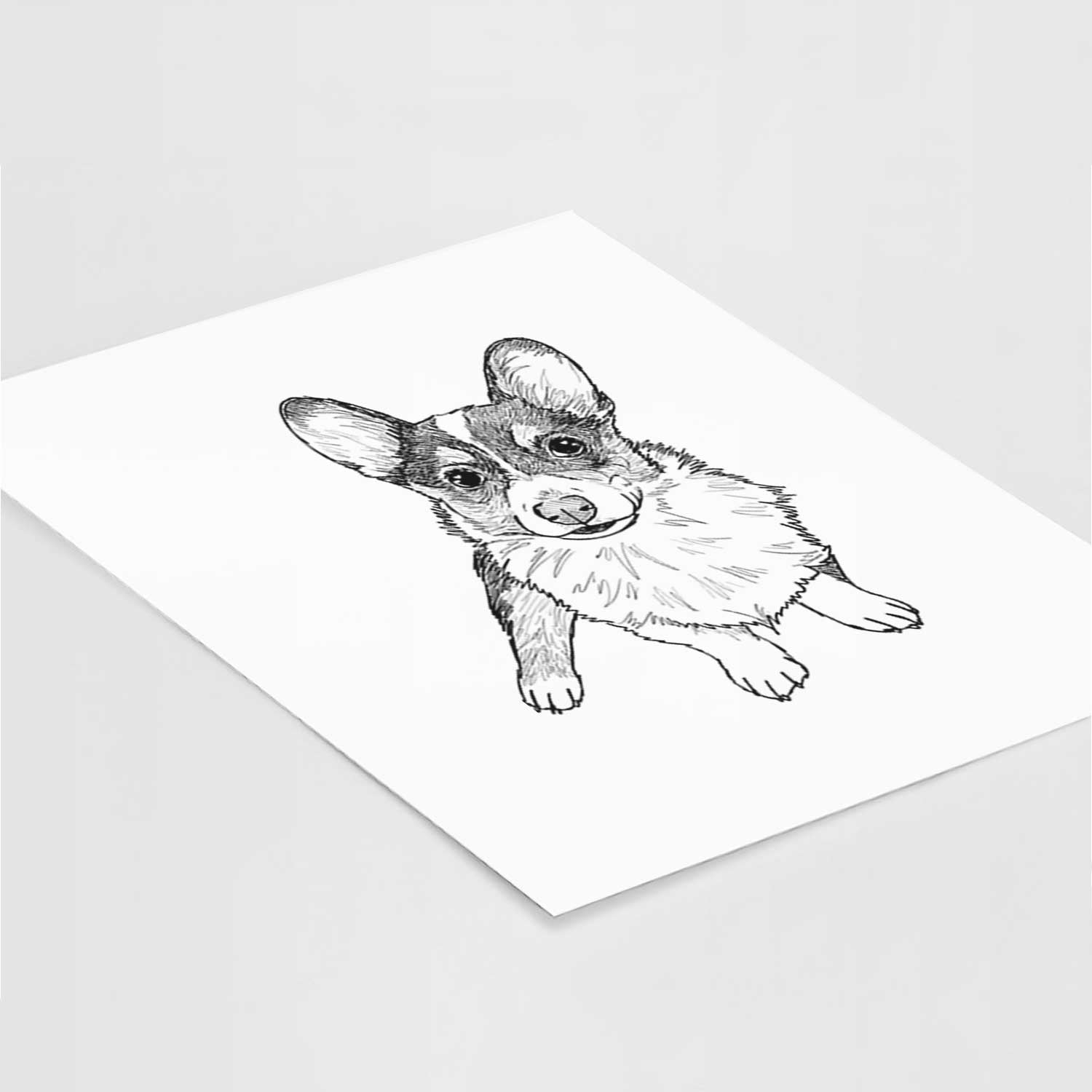Doodled Winston the Corgi Art Print