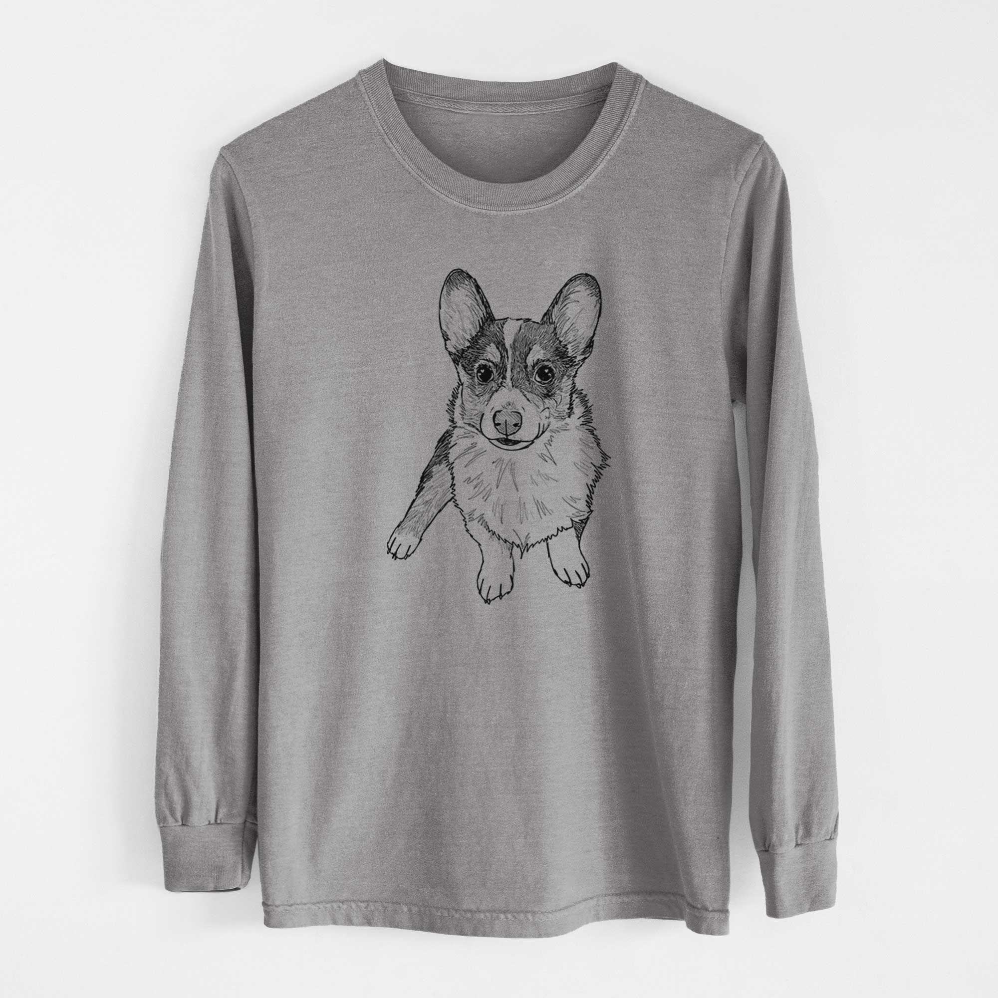 Doodled Winston the Corgi - Heavyweight 100% Cotton Long Sleeve