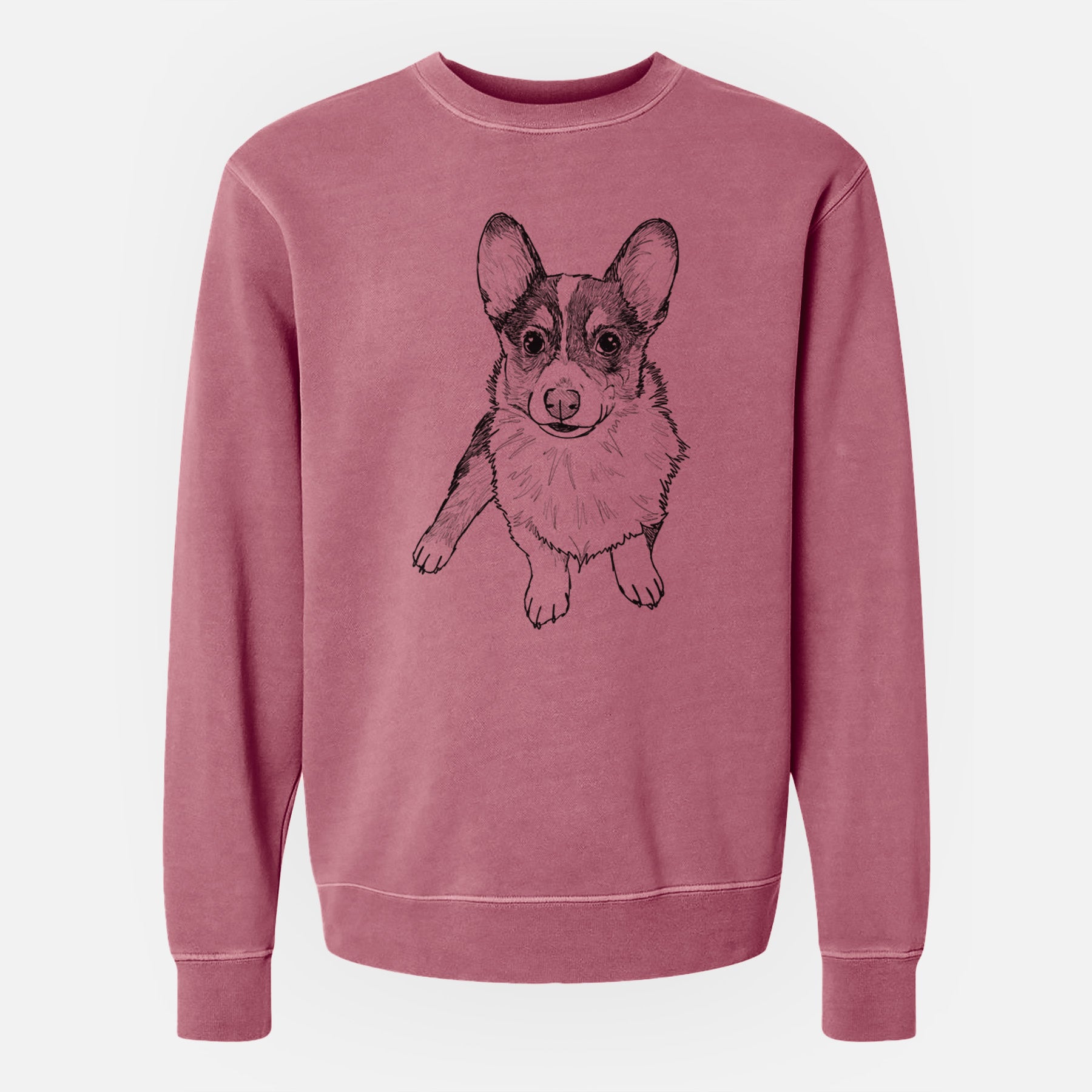 Doodled Winston the Corgi - Unisex Pigment Dyed Crew Sweatshirt