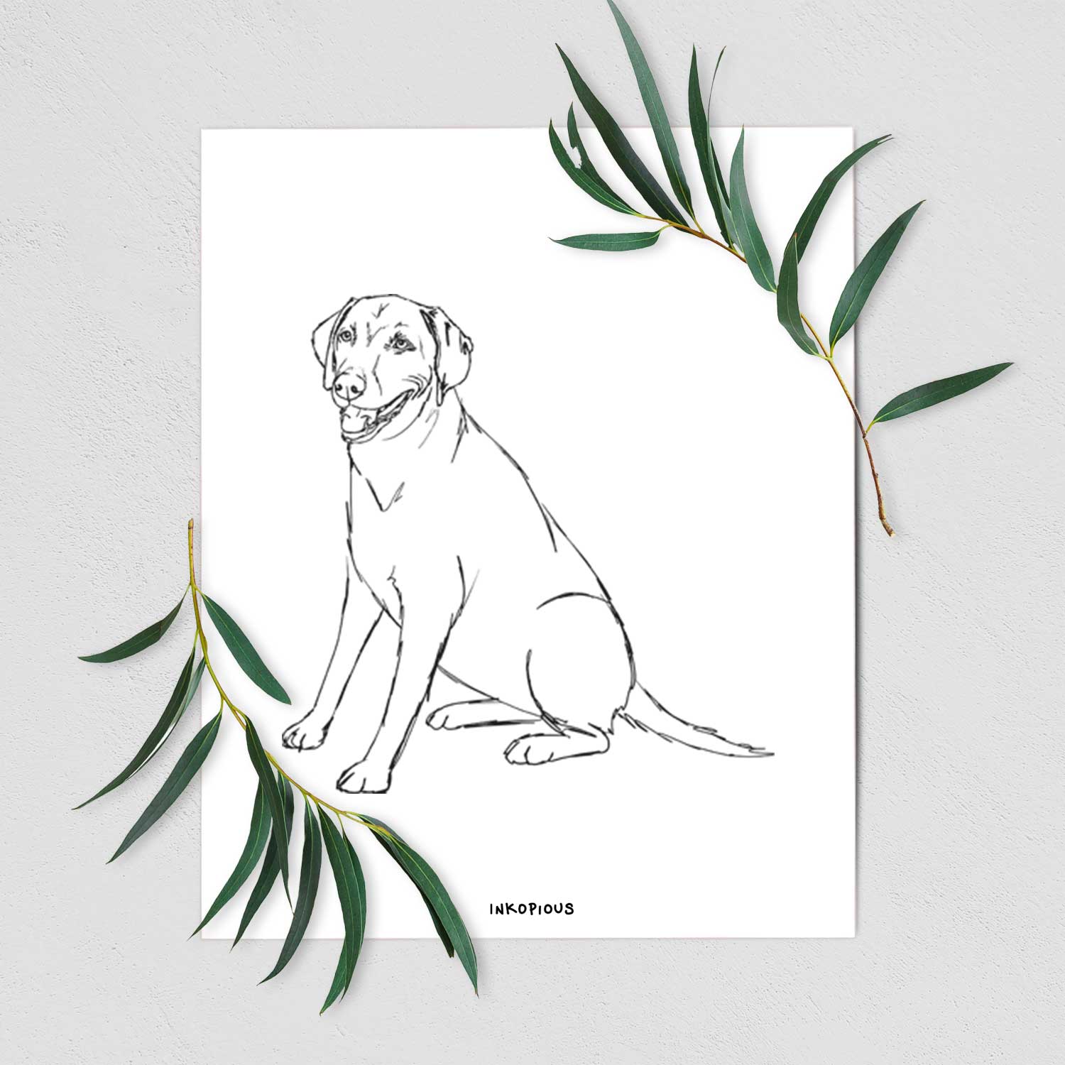 Doodled Winston the Labmaraner Art Print