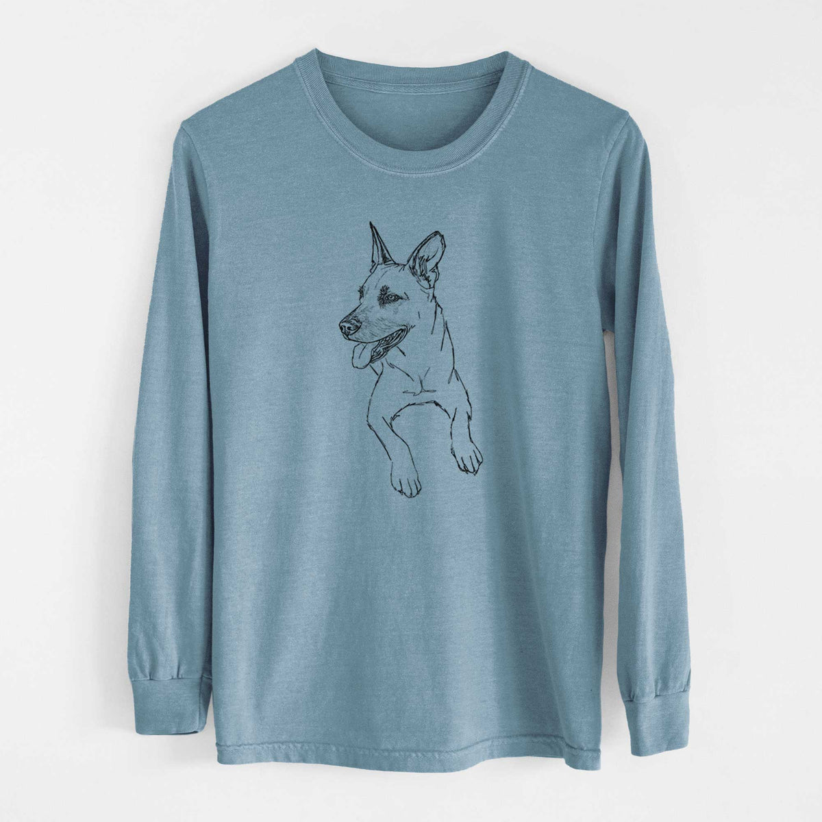 Doodled Winston the Mixed Breed - Heavyweight 100% Cotton Long Sleeve