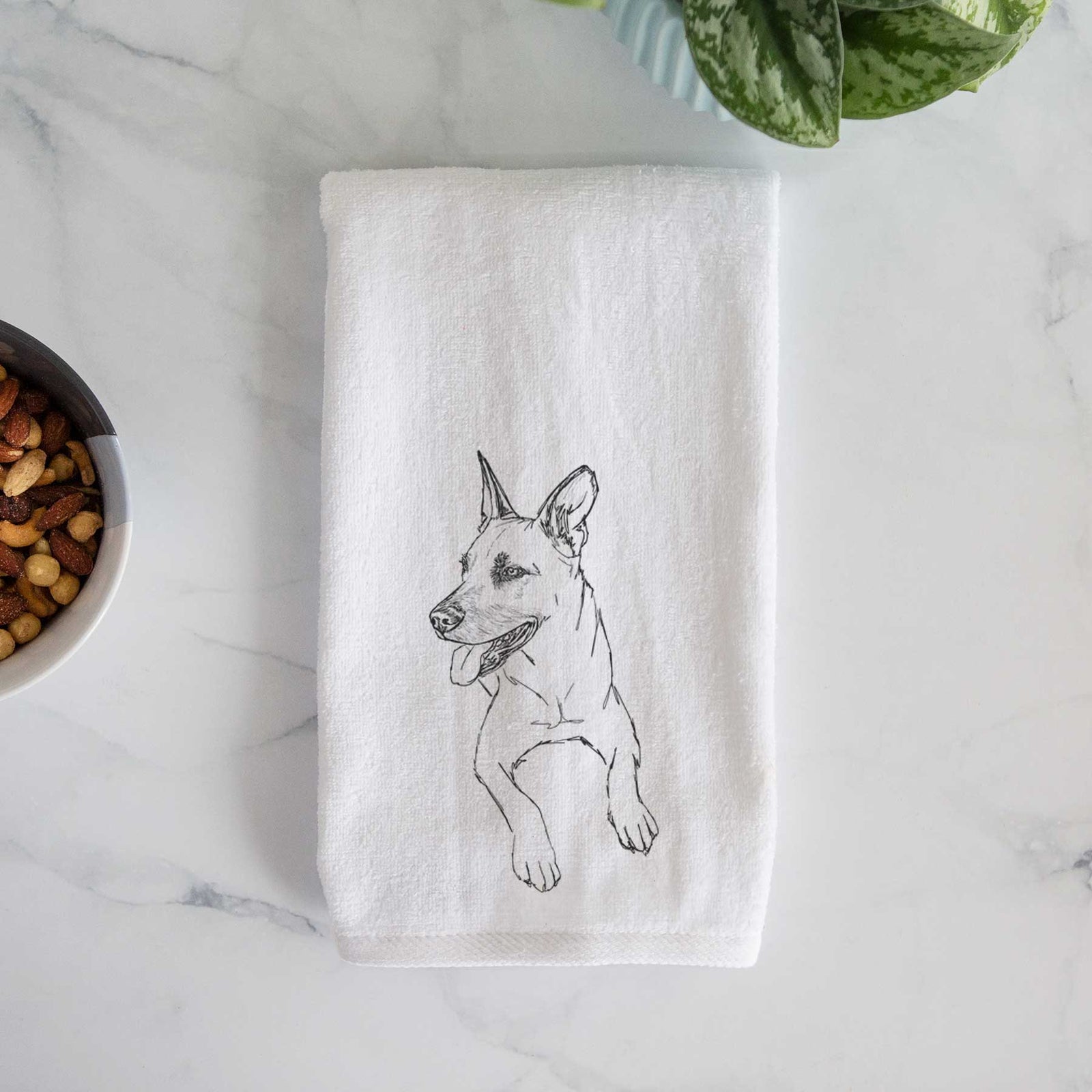 Doodled Winston the Mixed Breed Decorative Hand Towel