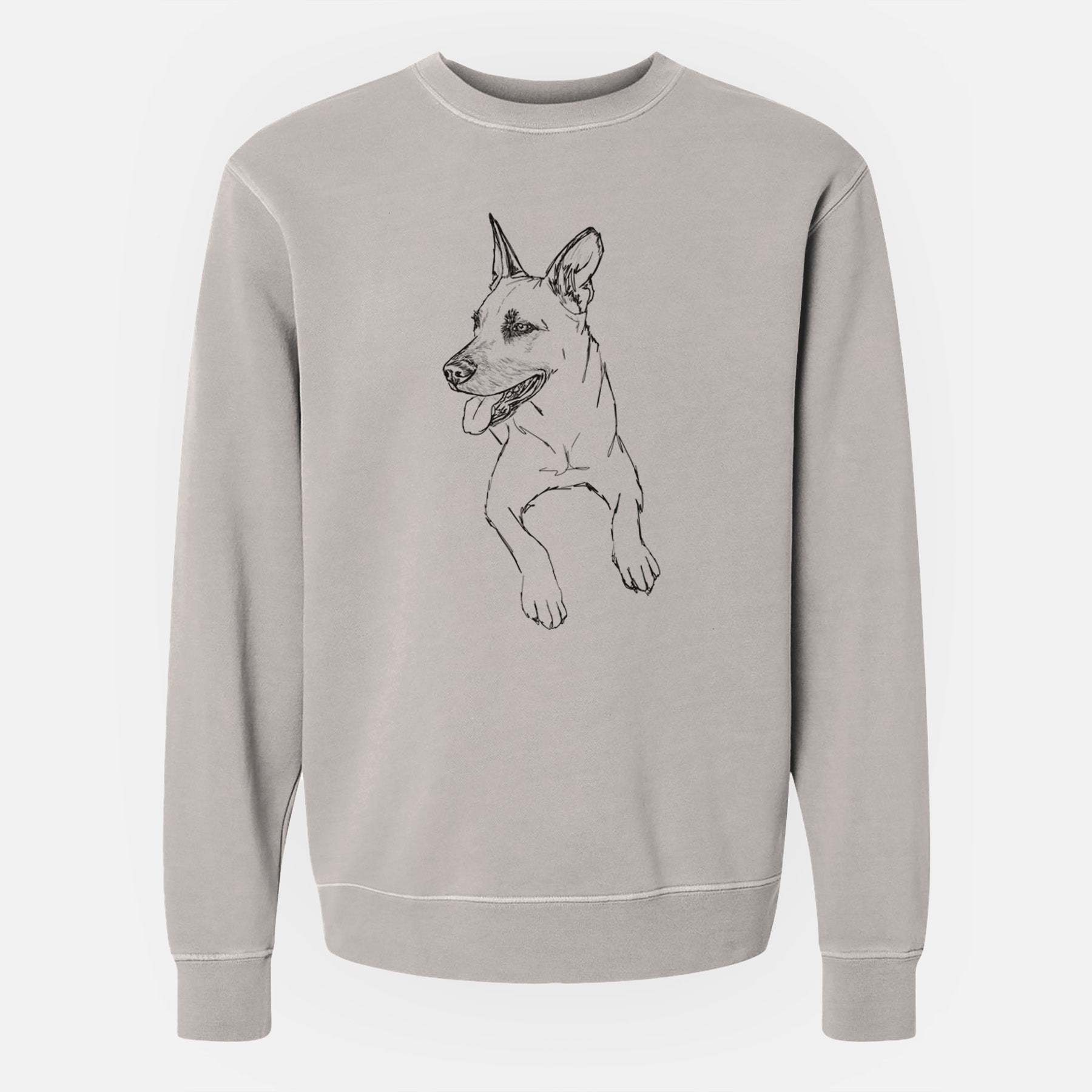 Doodled Winston the Mixed Breed - Unisex Pigment Dyed Crew Sweatshirt