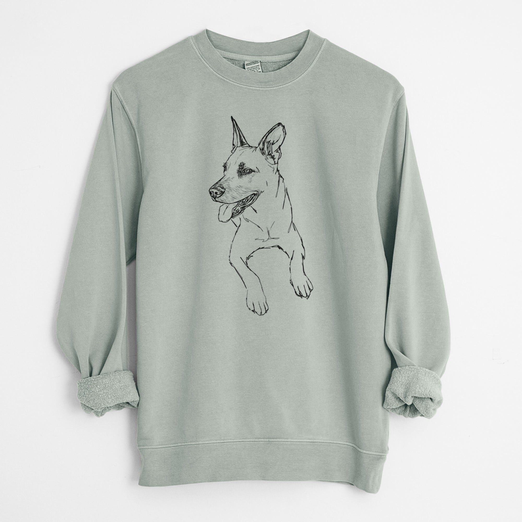 Doodled Winston the Mixed Breed - Unisex Pigment Dyed Crew Sweatshirt